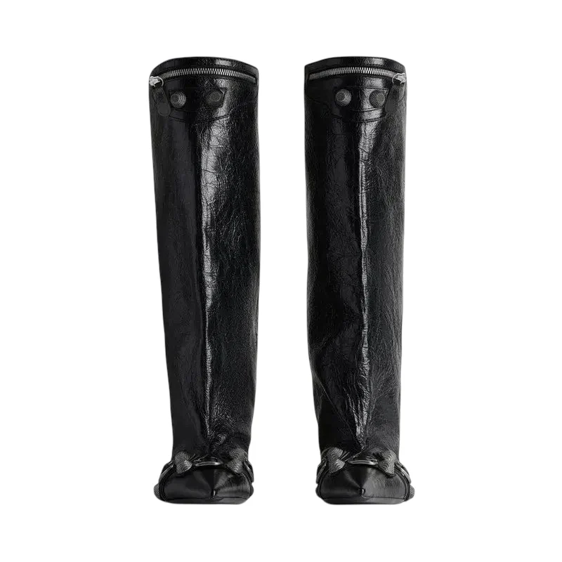 Balenciaga Cagole Leather Knee High Boots - Image 3