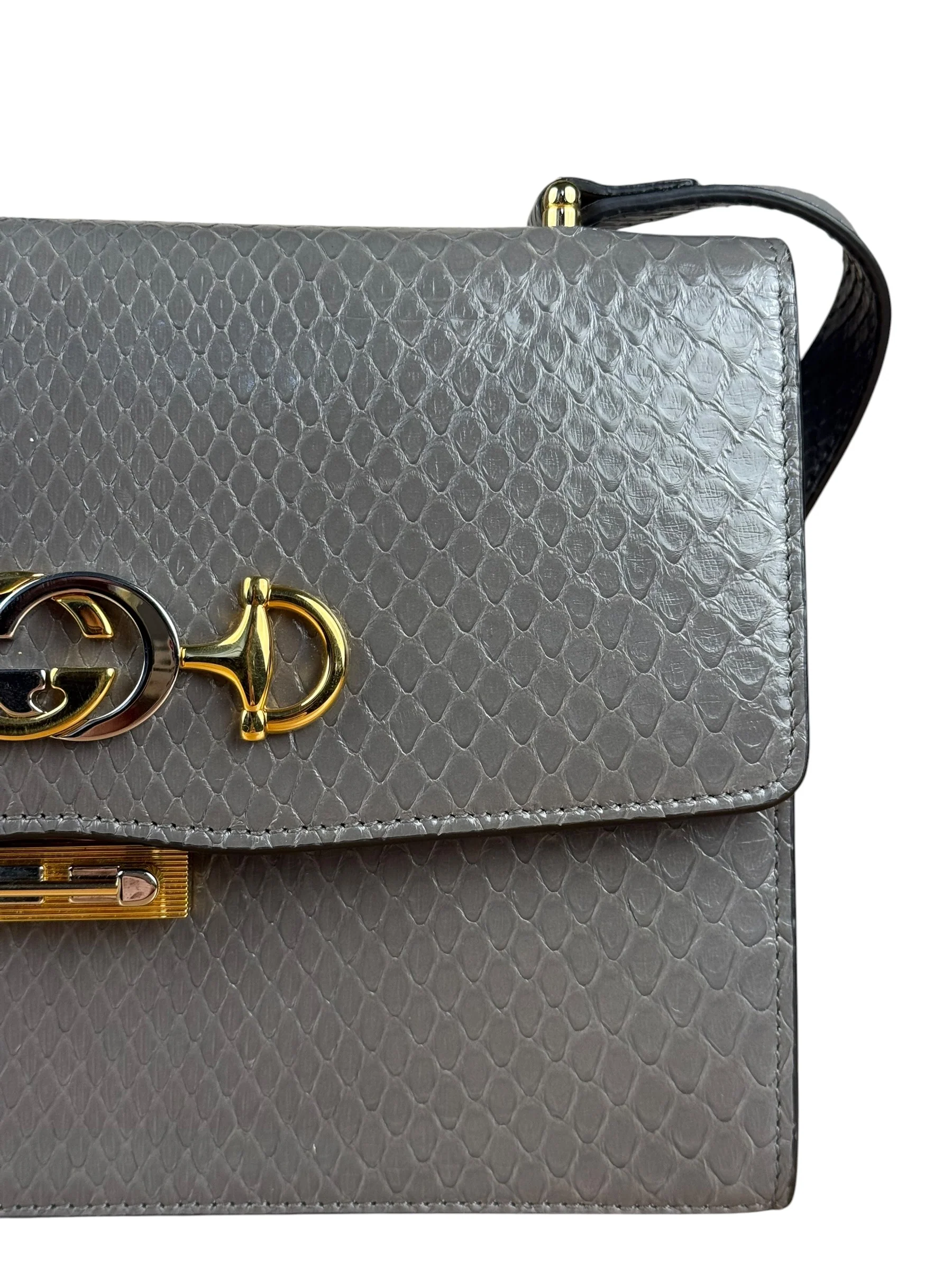 Gucci Zumi Grey Python Leather Small Shoulder Bag - Image 2