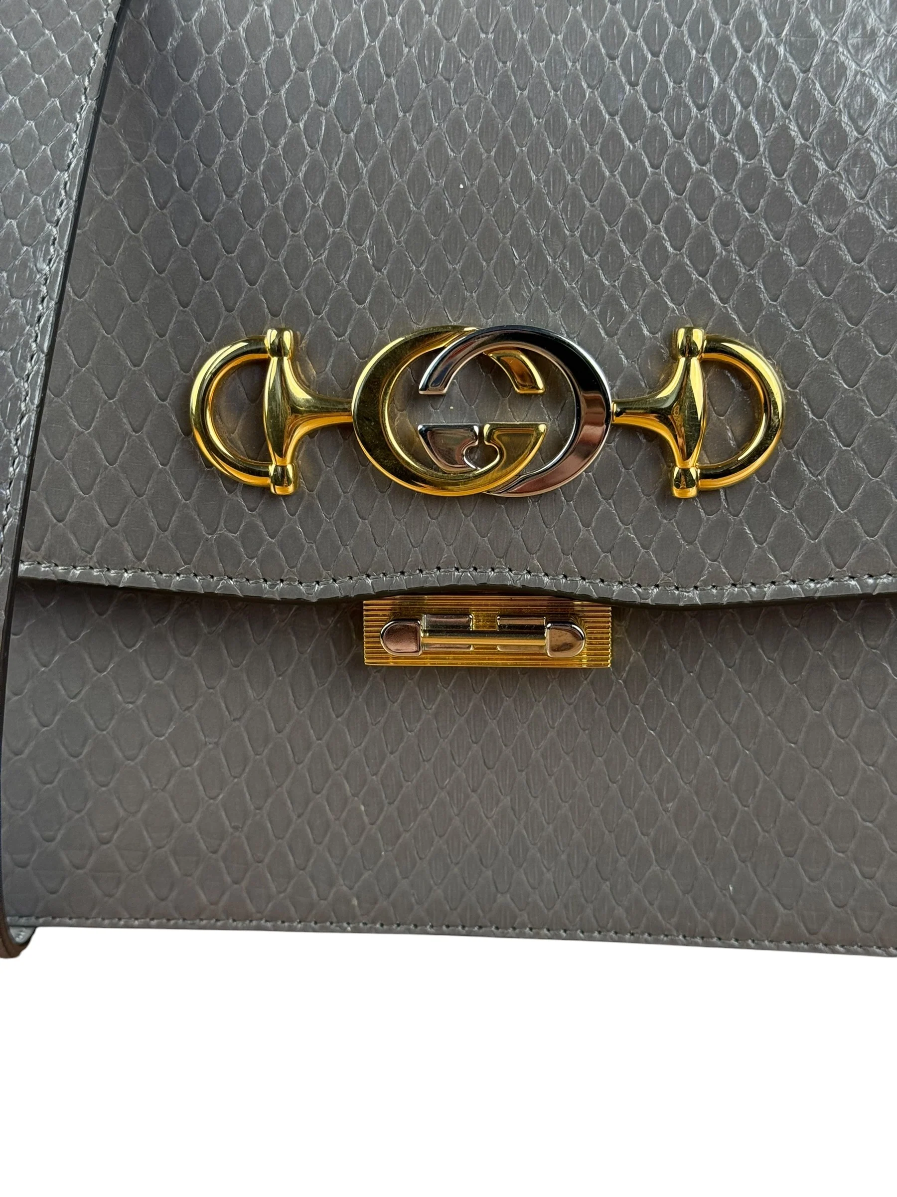 Gucci Zumi Grey Python Leather Small Shoulder Bag - Image 3