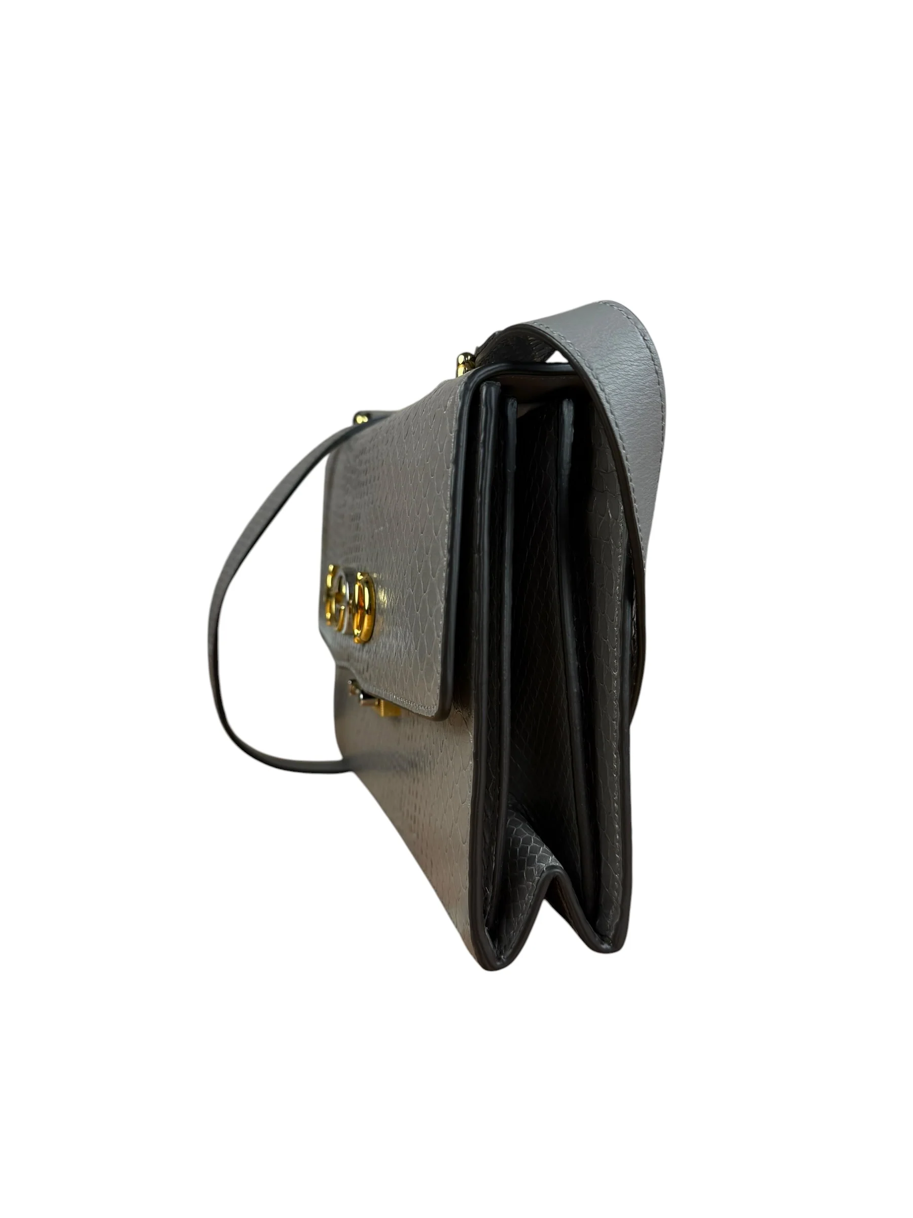 Gucci Zumi Grey Python Leather Small Shoulder Bag - Image 4