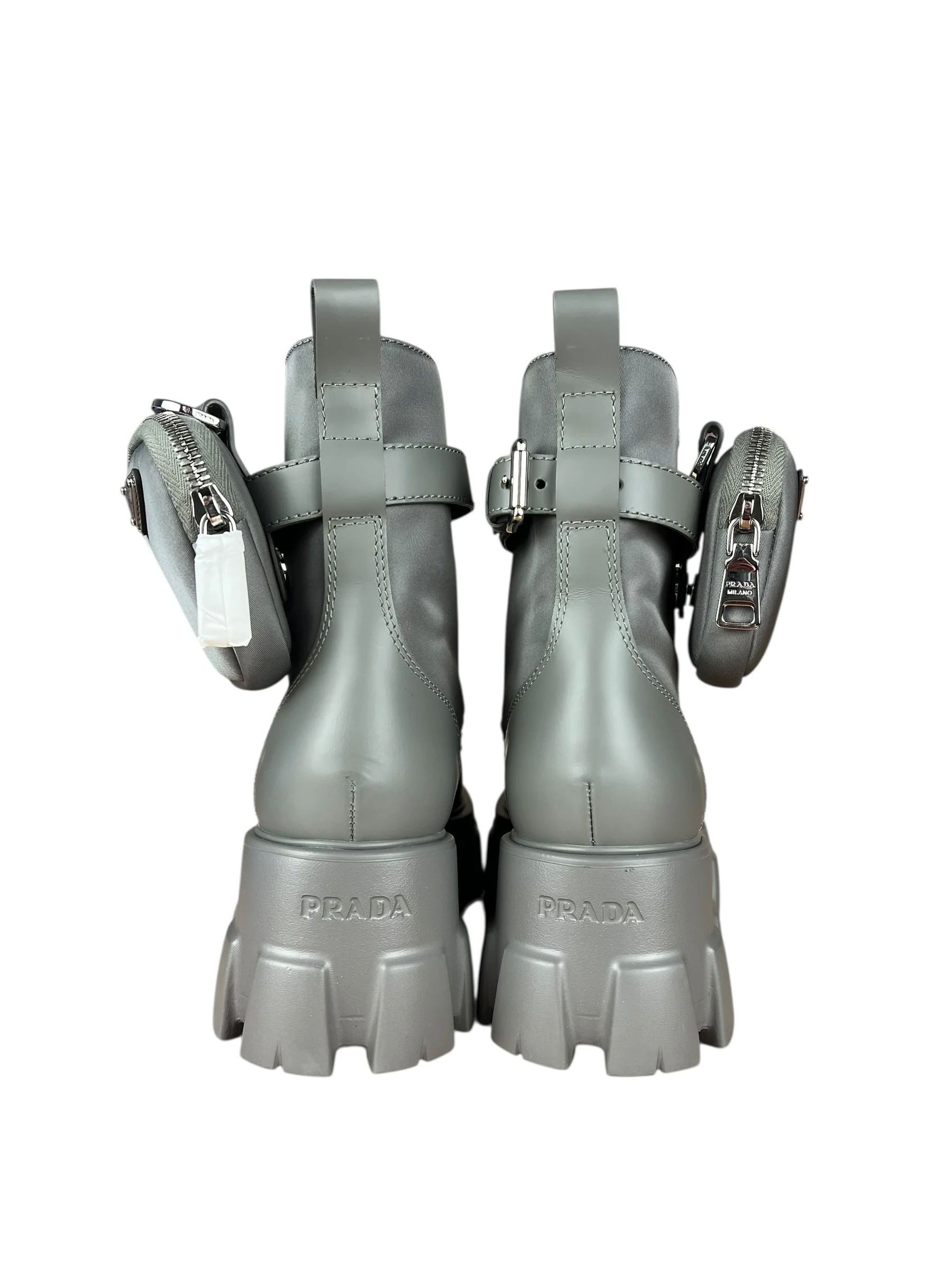 Prada Monolith Leather and Re-Nylon Pouch Boots - Image 11