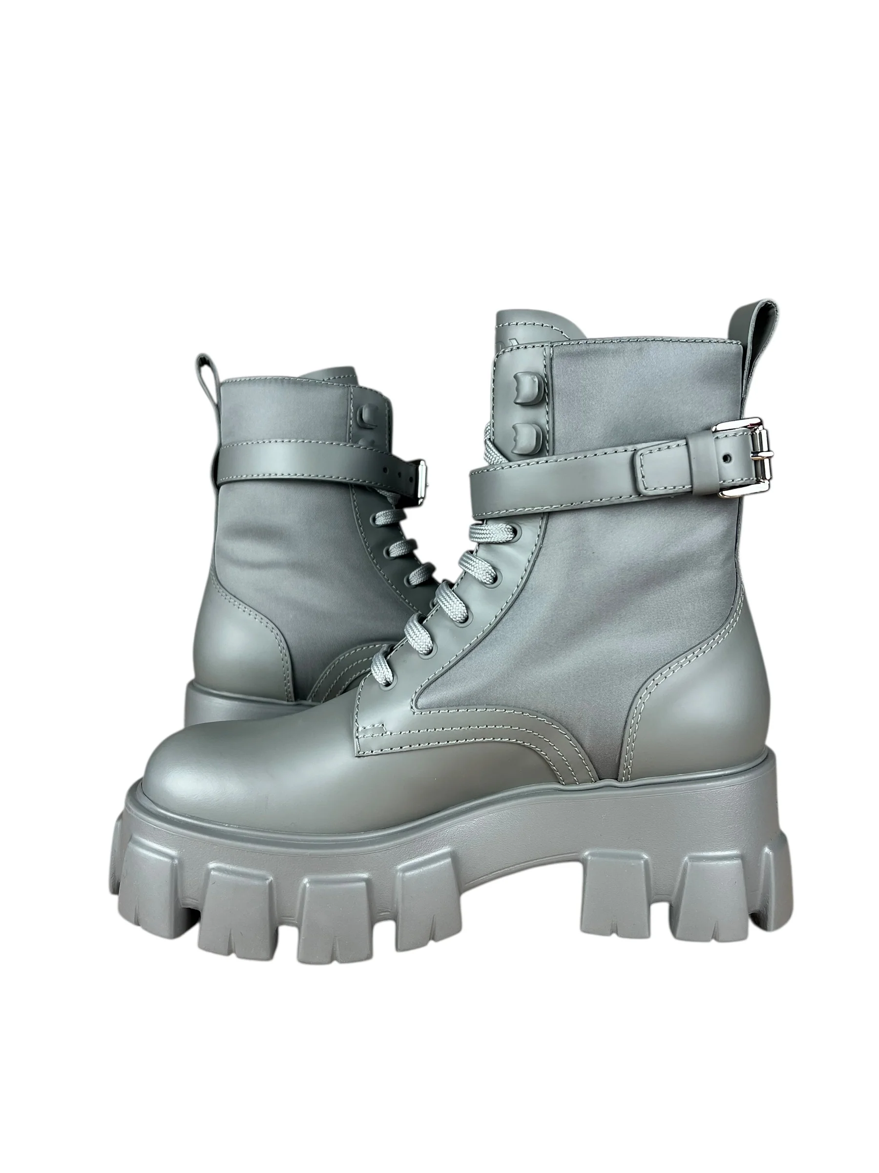 Prada Monolith Leather and Re-Nylon Pouch Boots - Image 7