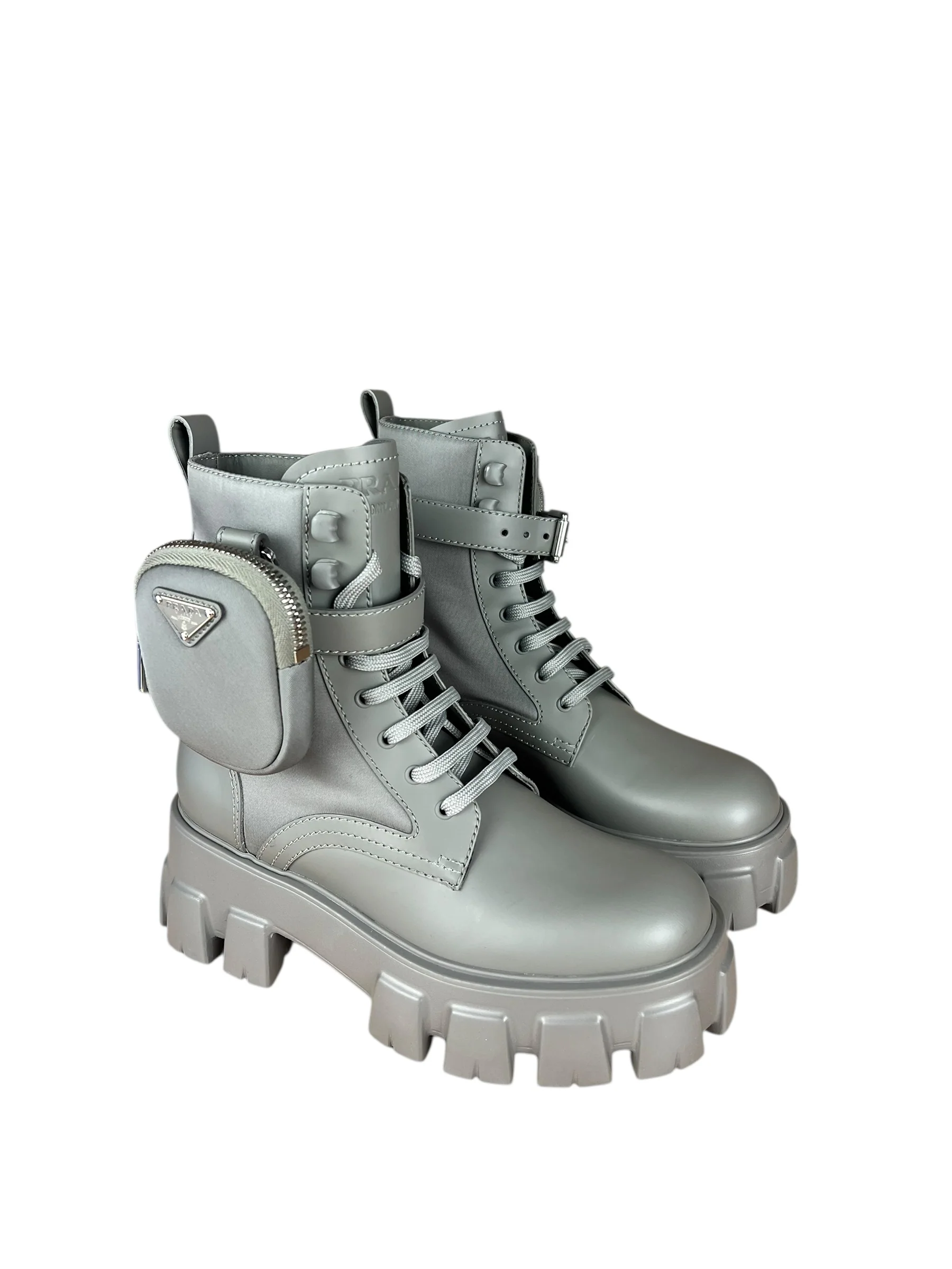Prada Monolith Leather and Re-Nylon Pouch Boots - Image 8