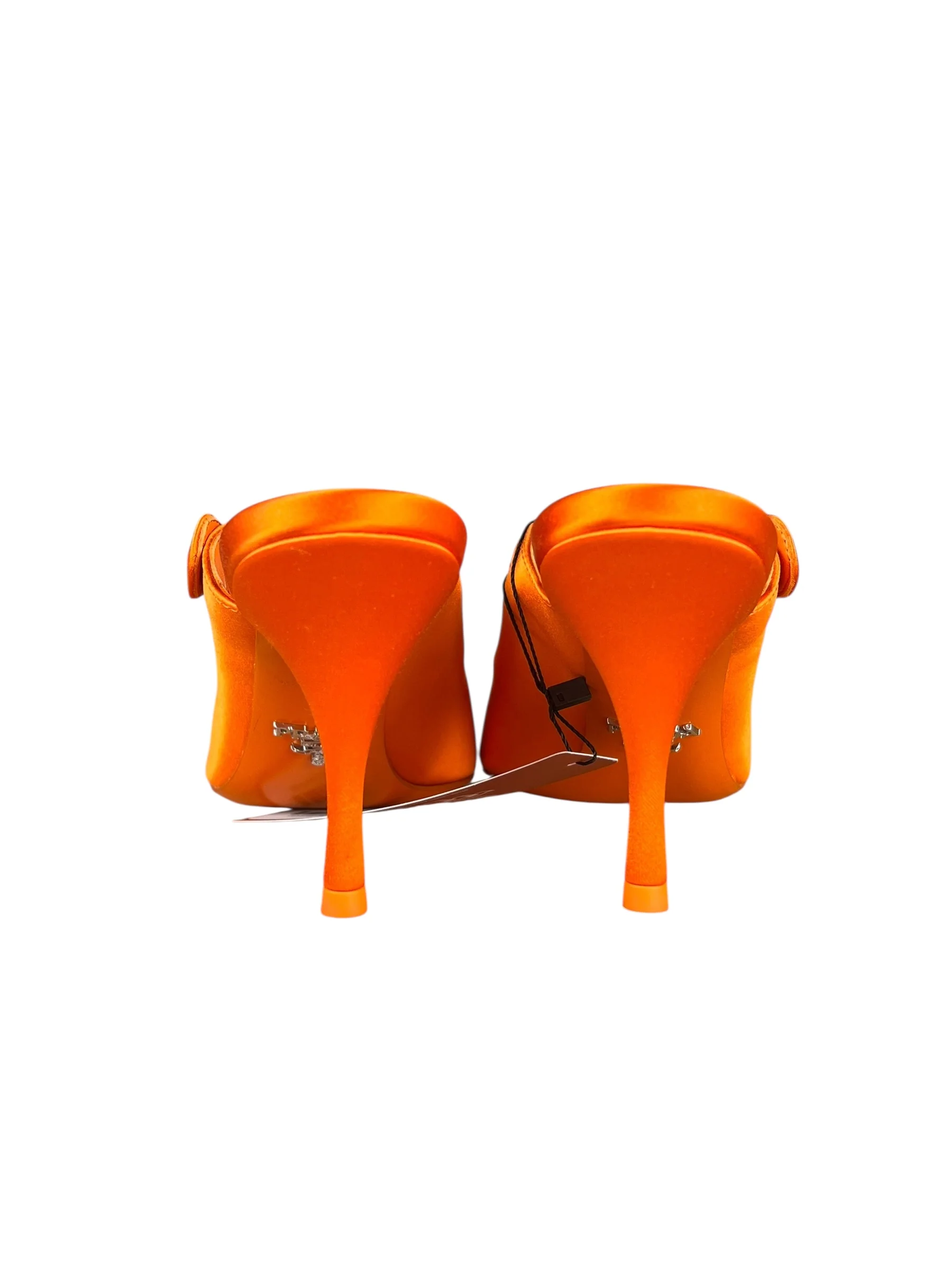 Prada Orange Satin Heel Mules - Image 3