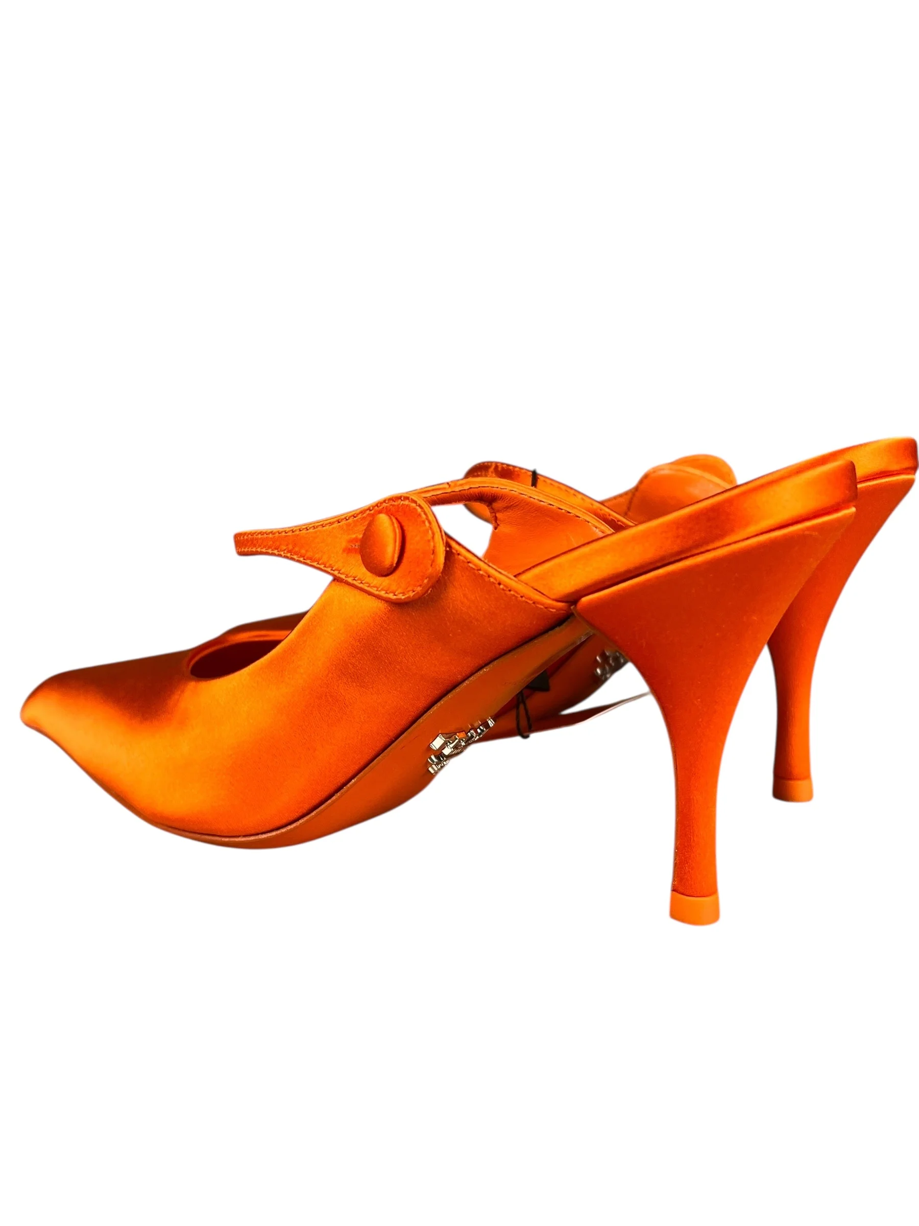 Prada Orange Satin Heel Mules - Image 5