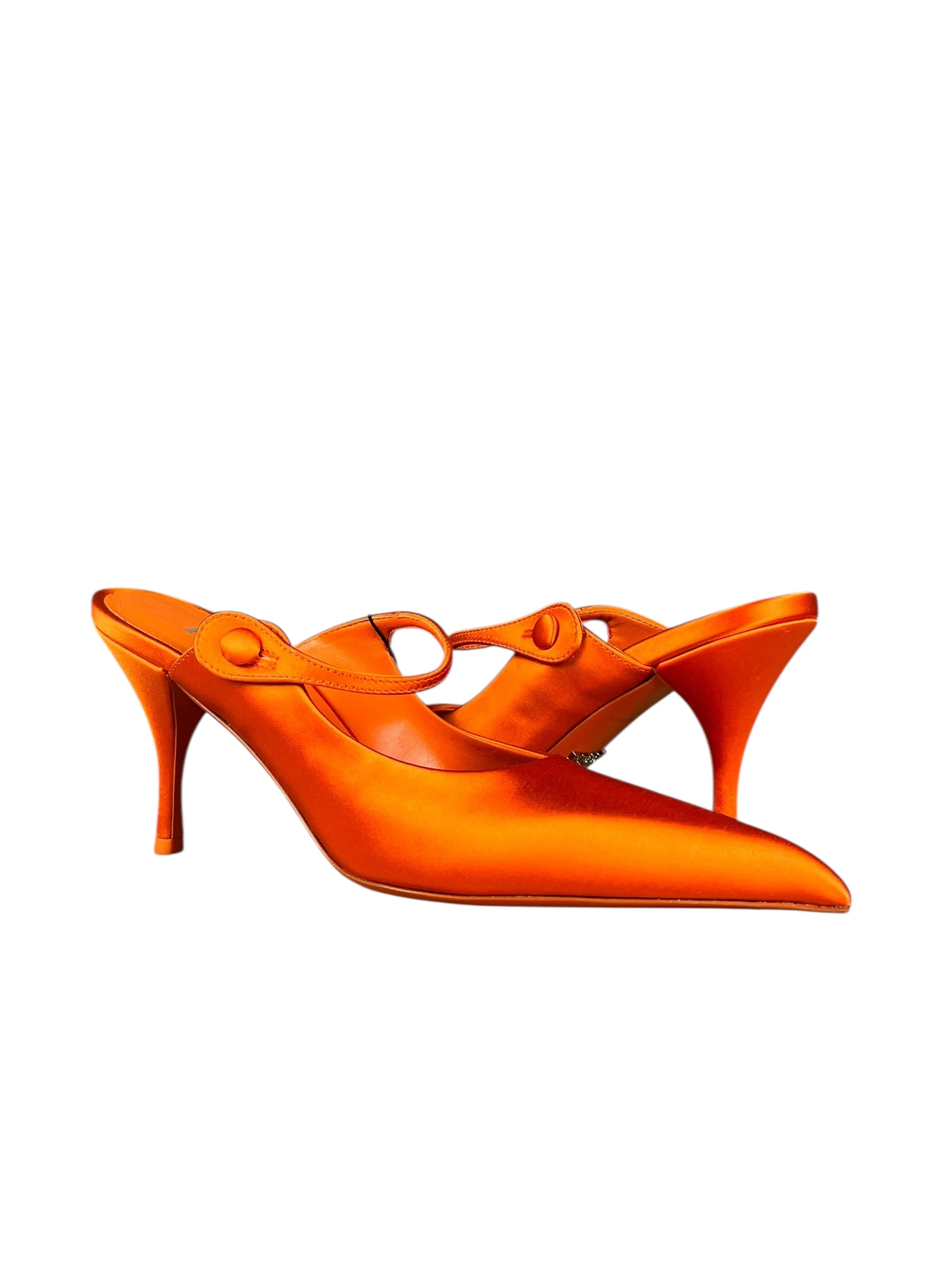 Prada Orange Satin Heel Mules - Image 7