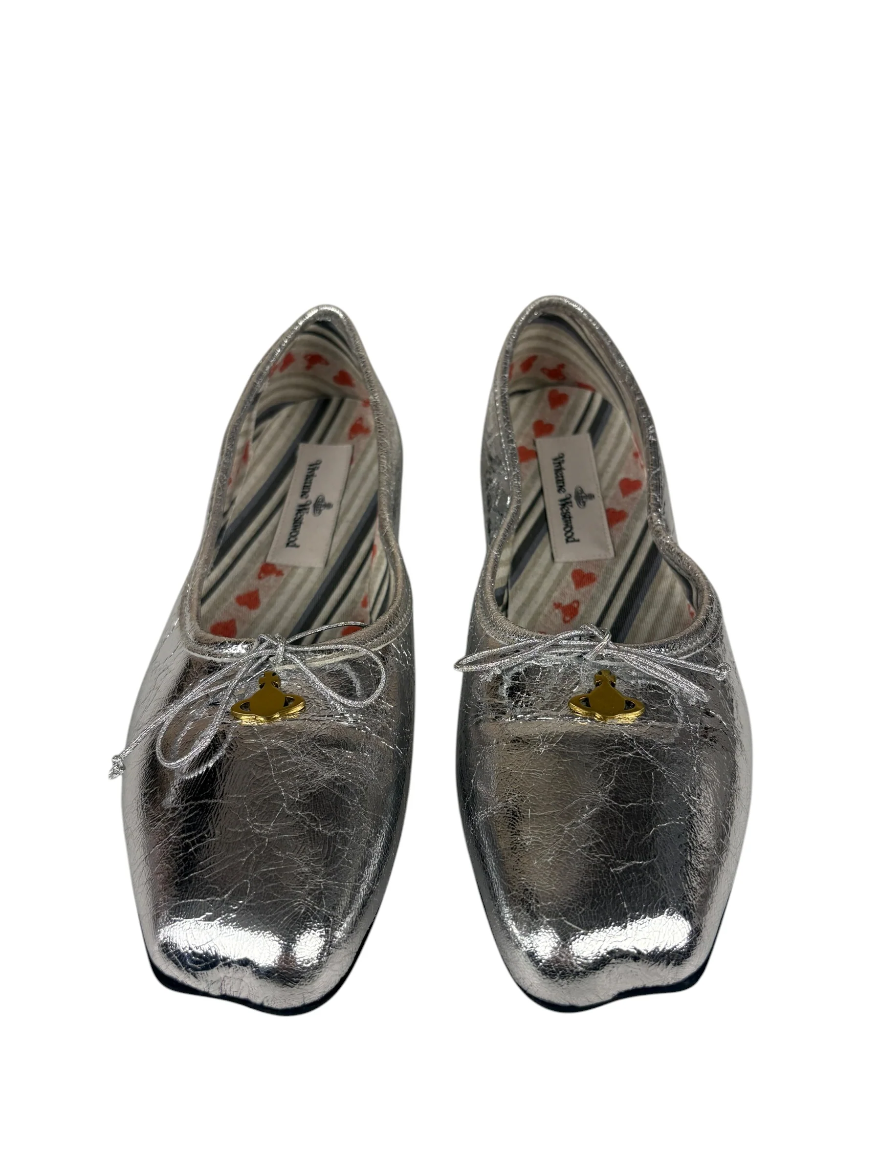 Vivienne Westwood Silver Bow Ballet Flats - Image 2