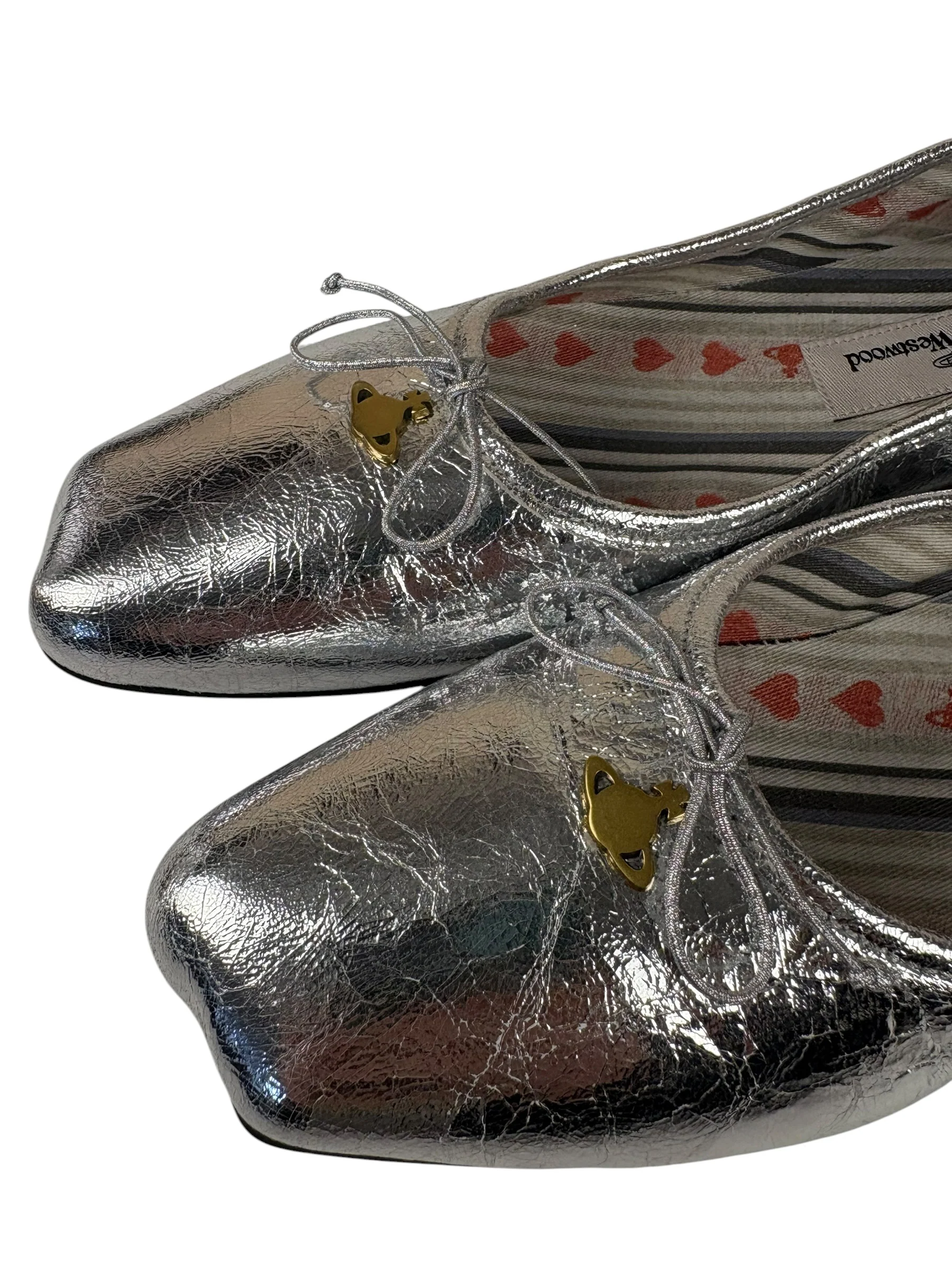 Vivienne Westwood Silver Bow Ballet Flats - Image 5