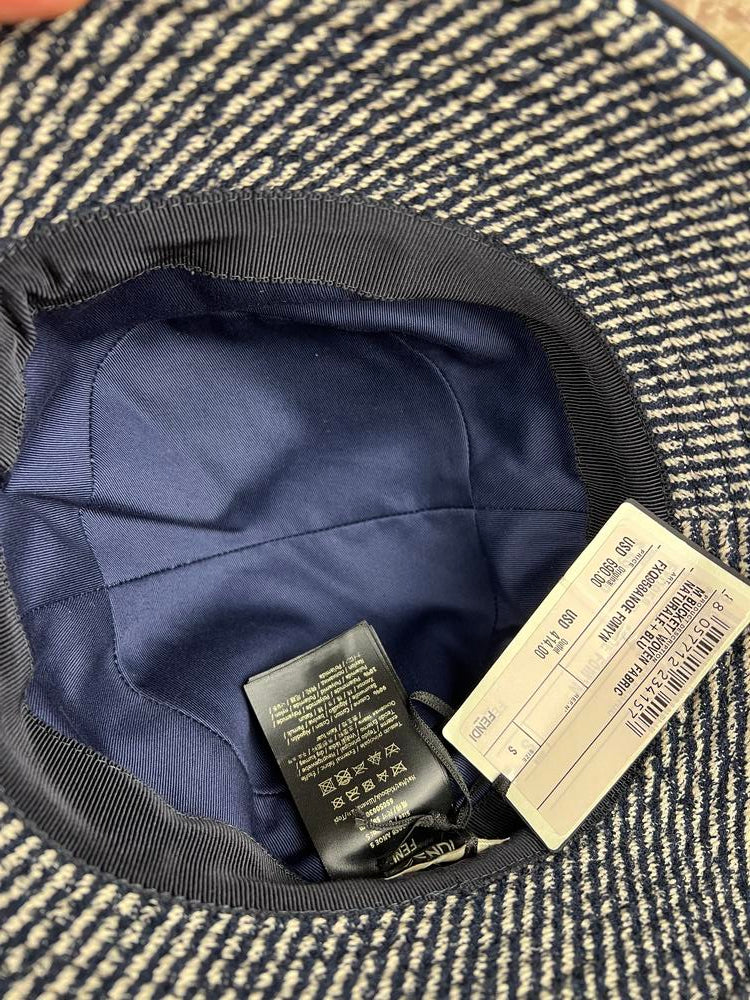 Fendi Navy/White Woven Bucket Hat - Image 3