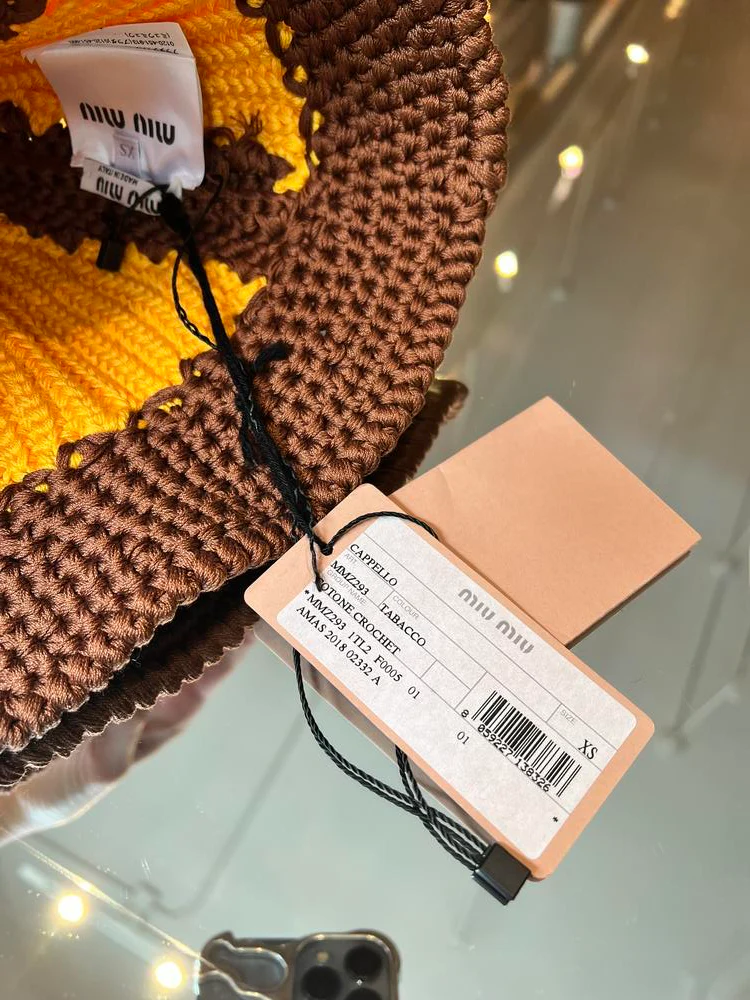 Miu Miu Crochet International Bucket Hat Yellow (Stretch Material) - Image 3