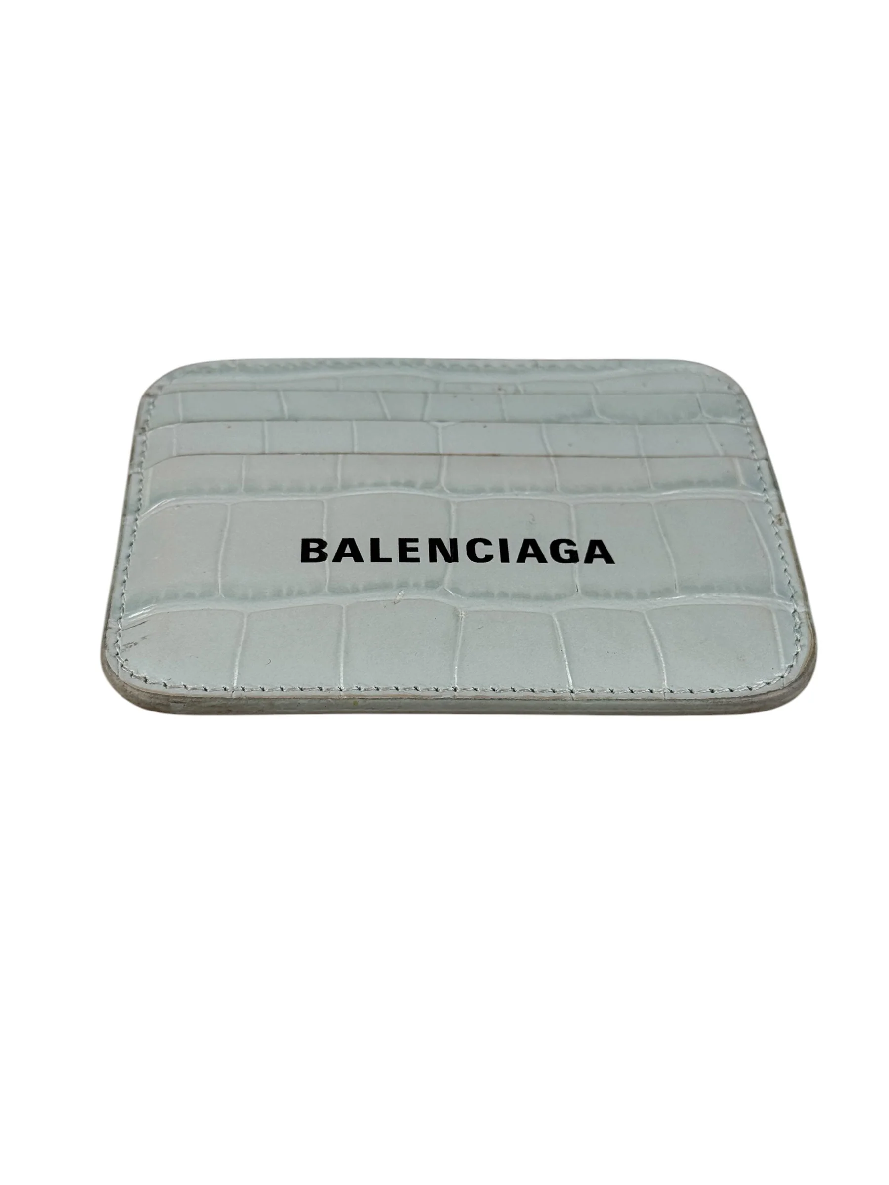 Balenciaga Blue Croc Embossed Cardholder - Image 10