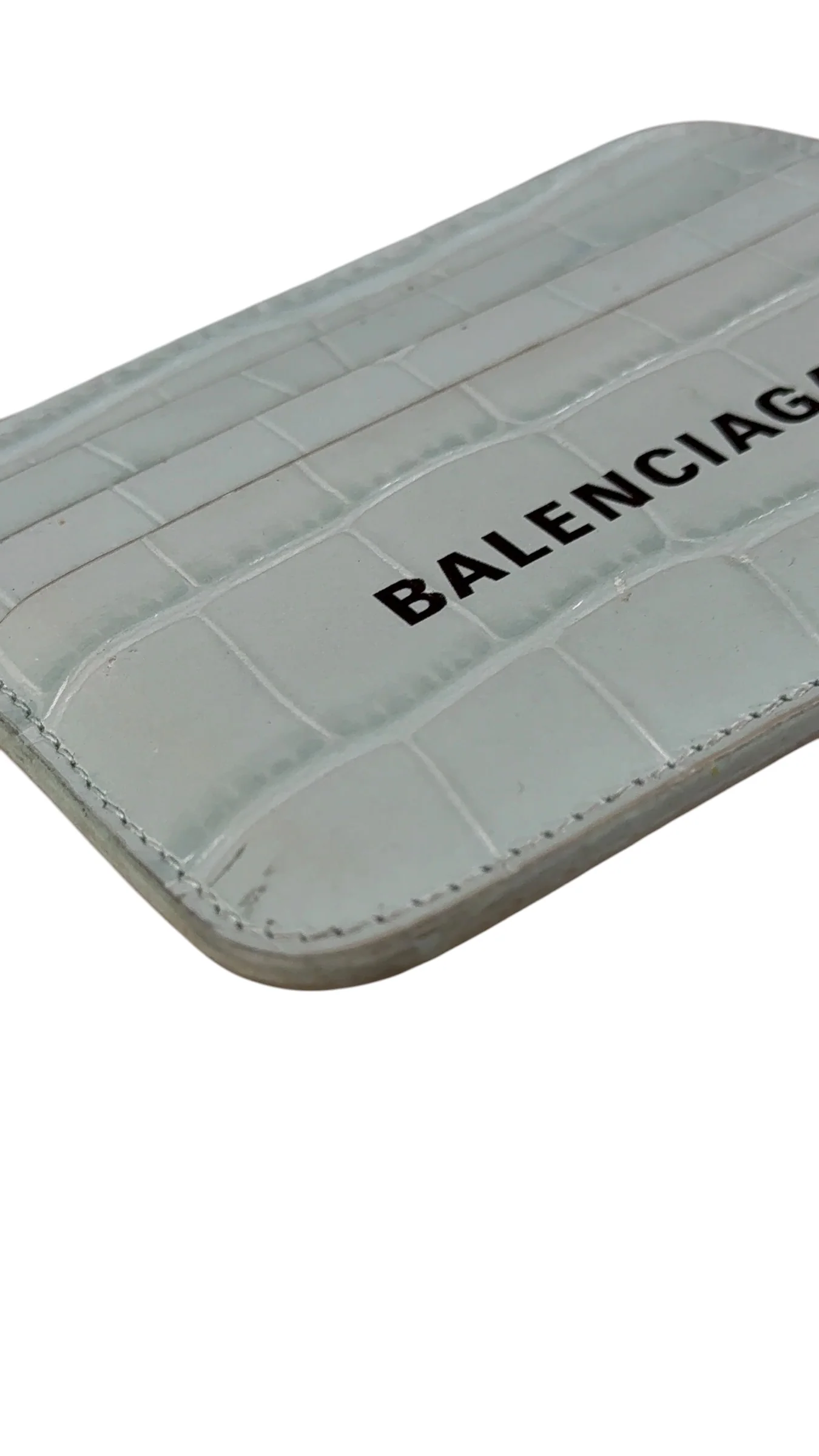Balenciaga Blue Croc Embossed Cardholder - Image 12