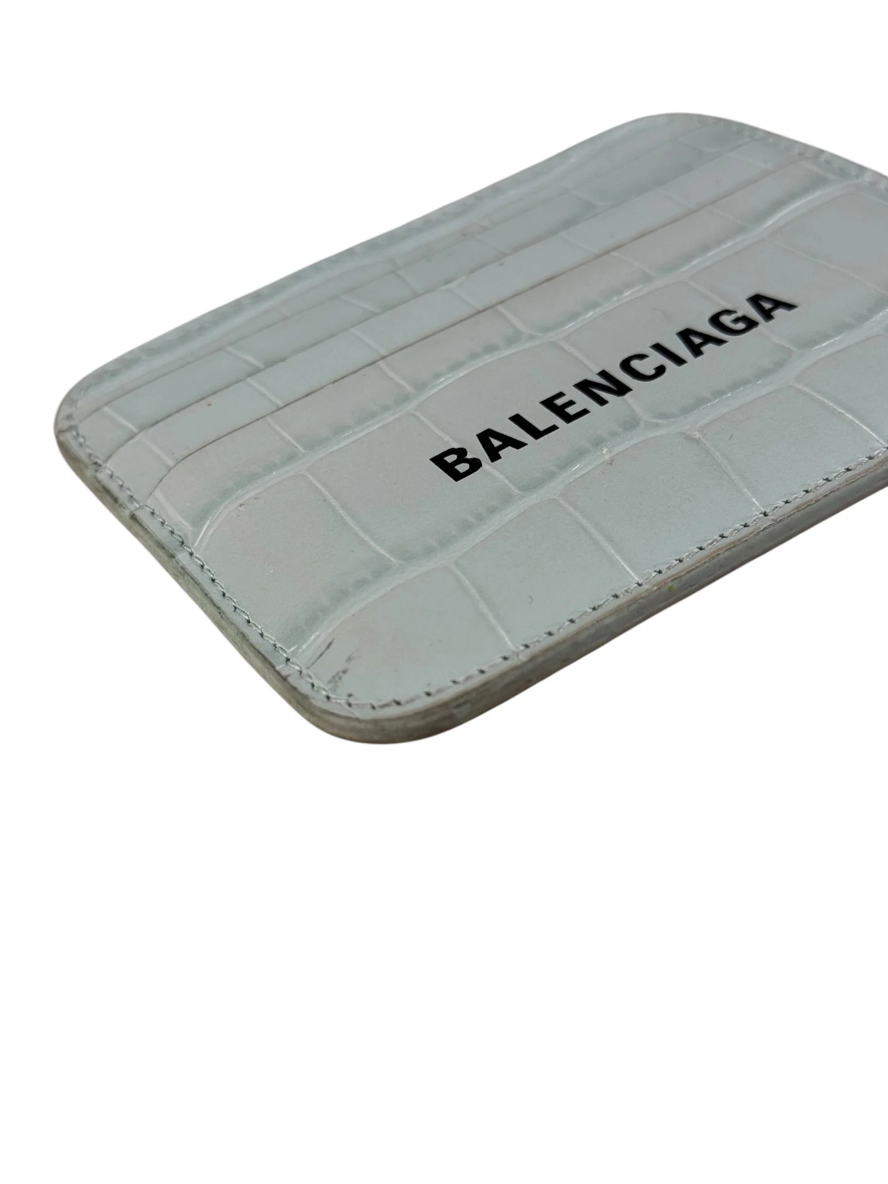 Balenciaga Blue Croc Embossed Cardholder - Image 13