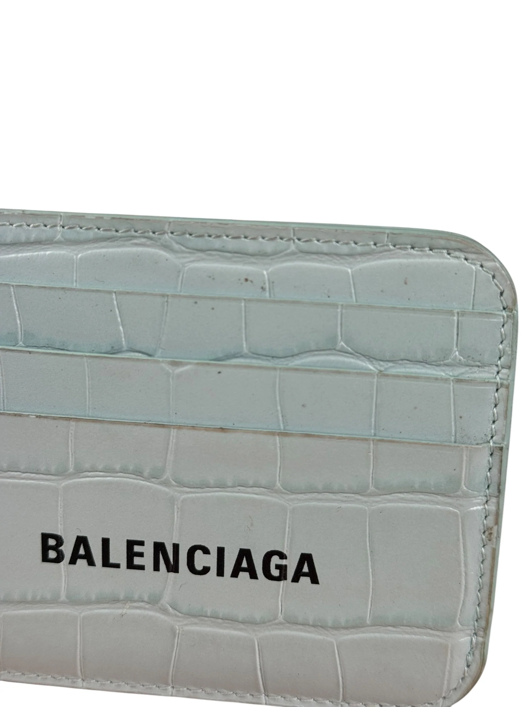 Balenciaga Blue Croc Embossed Cardholder - Image 4