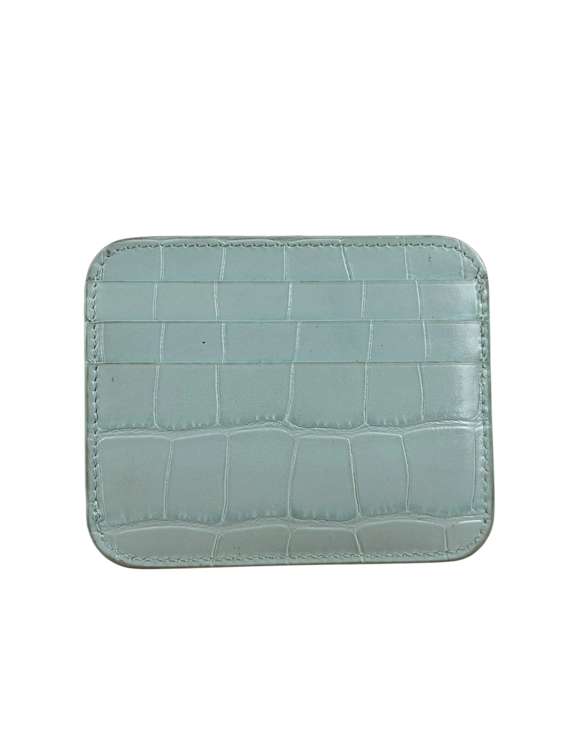 Balenciaga Blue Croc Embossed Cardholder - Image 7