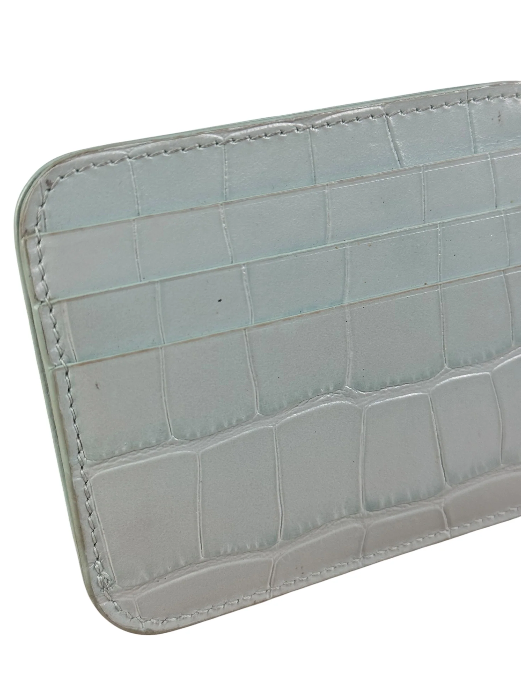 Balenciaga Blue Croc Embossed Cardholder - Image 8