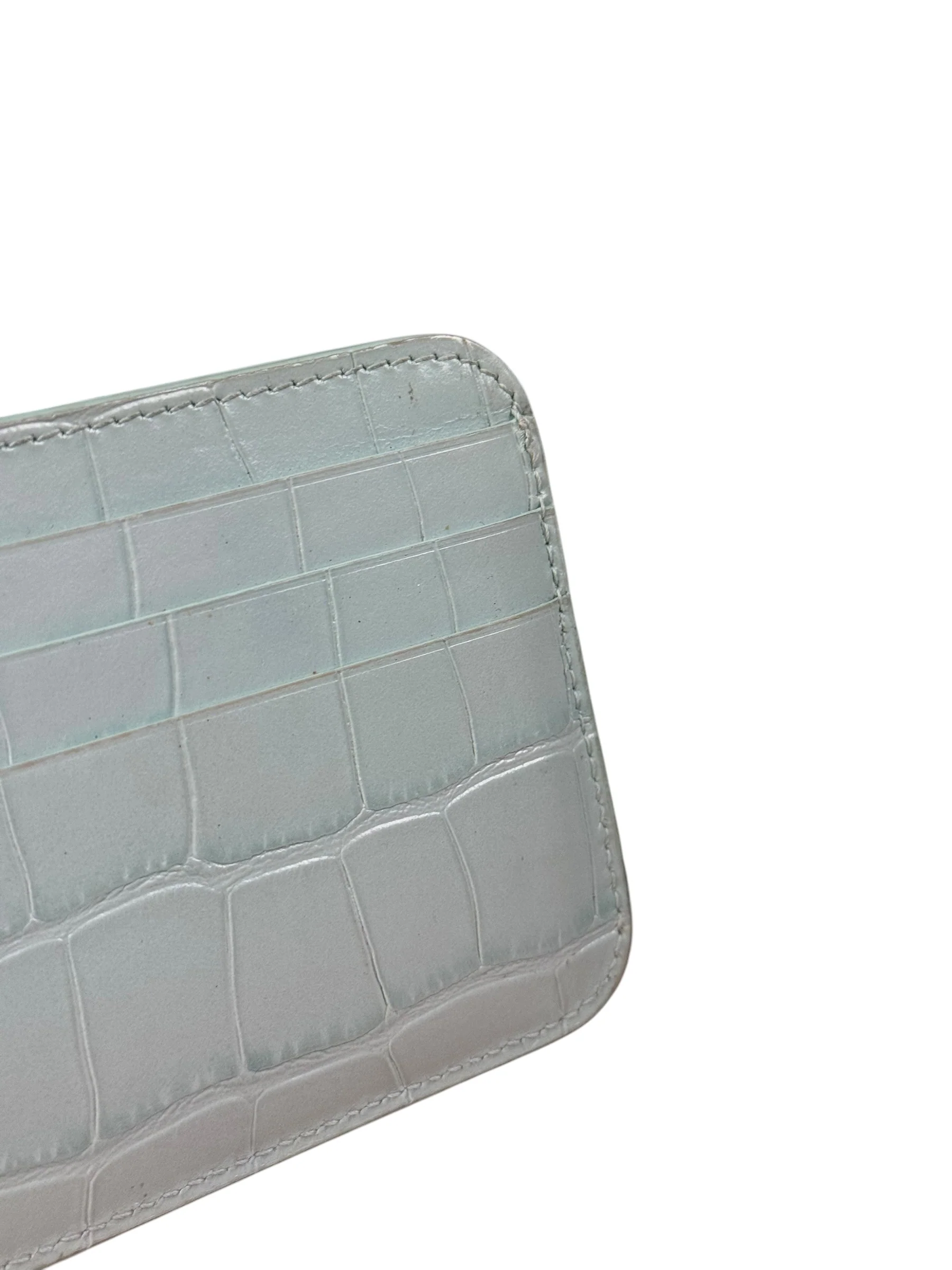 Balenciaga Blue Croc Embossed Cardholder - Image 9