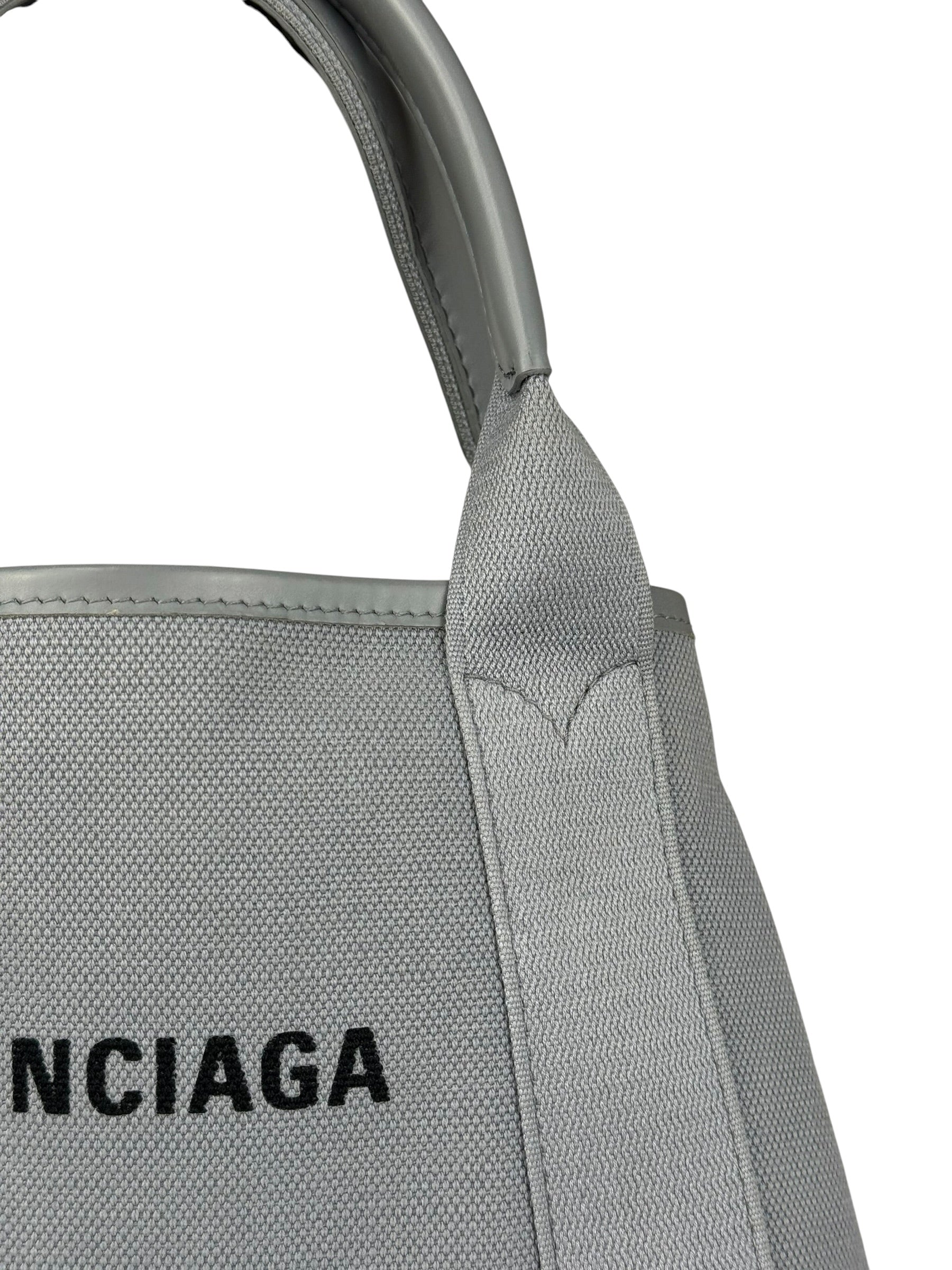 Balenciaga Grey Canvas/Leather Cabas Small 2Way Tote - Image 3