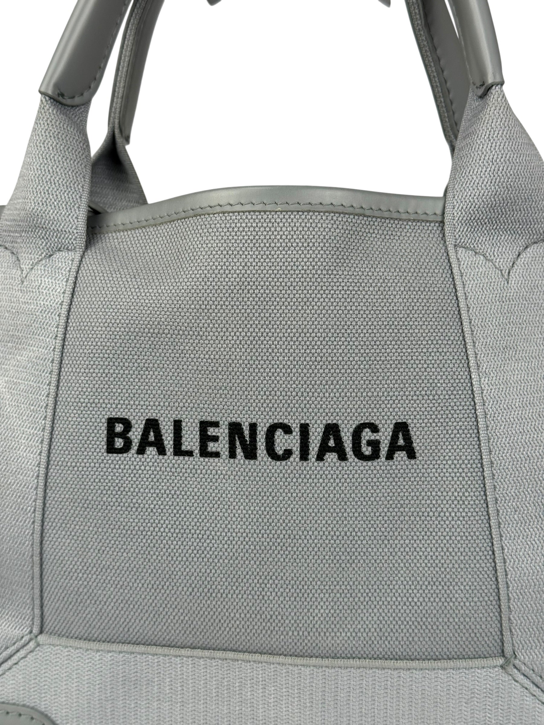 Balenciaga Grey Canvas/Leather Cabas Small 2Way Tote - Image 4
