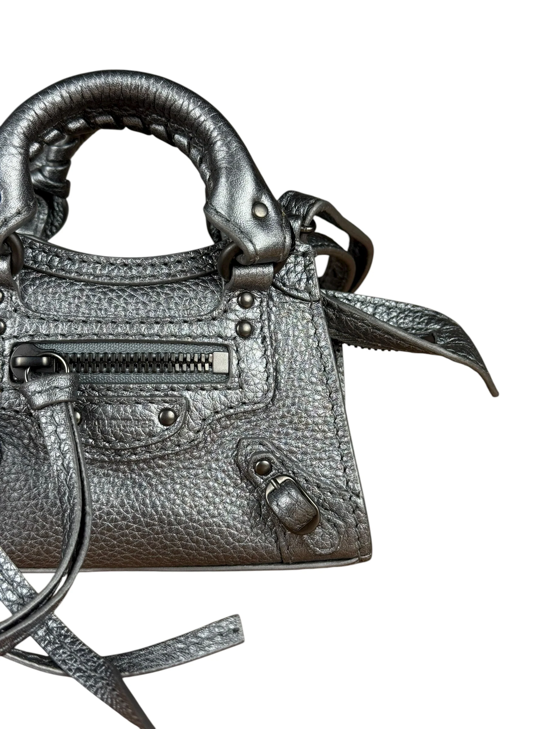 Balenciaga Nano City Bag Silver - Image 3