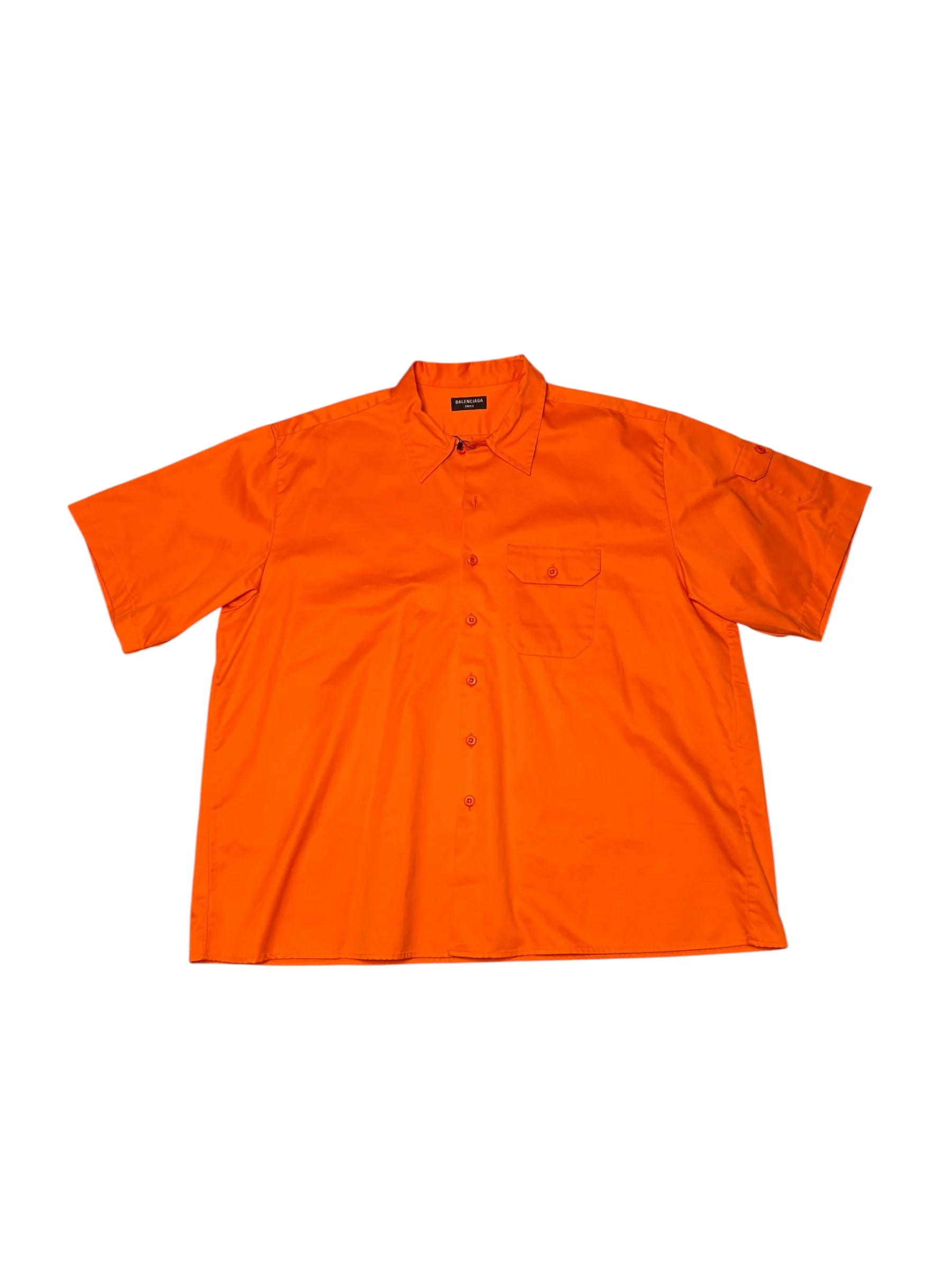 Balenciaga Orange Short Sleeve Button Up