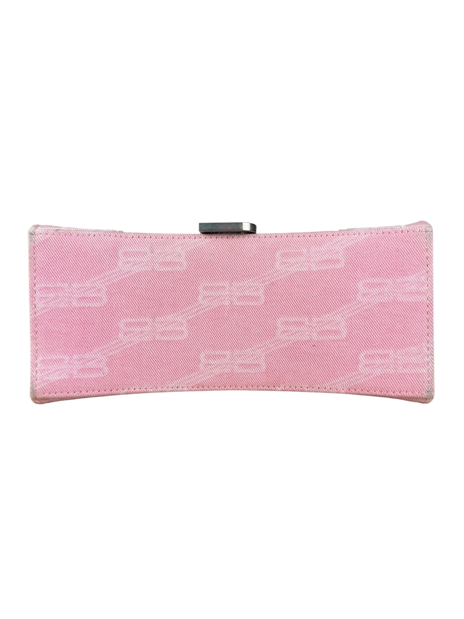 Balenciaga Pink Denim Small Hourglass 2Way Handbag - Image 13