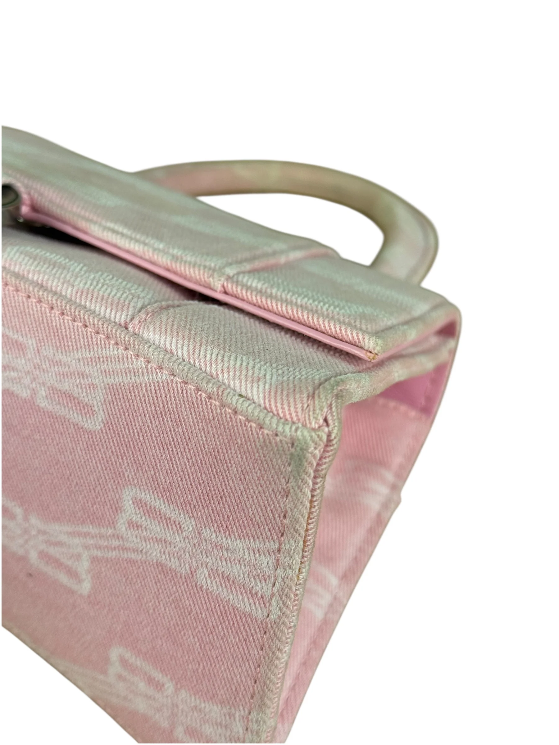 Balenciaga Pink Denim Small Hourglass 2Way Handbag - Image 18
