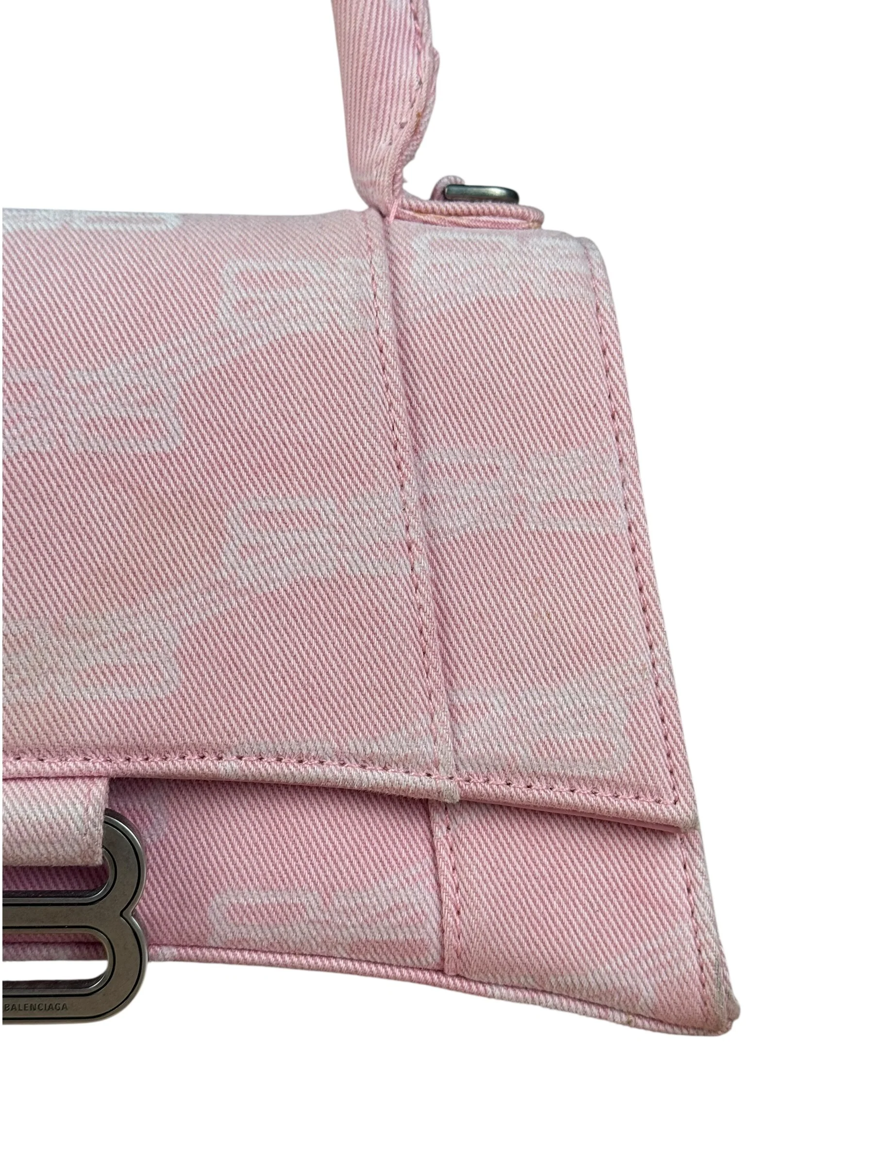 Balenciaga Pink Denim Small Hourglass 2Way Handbag - Image 3