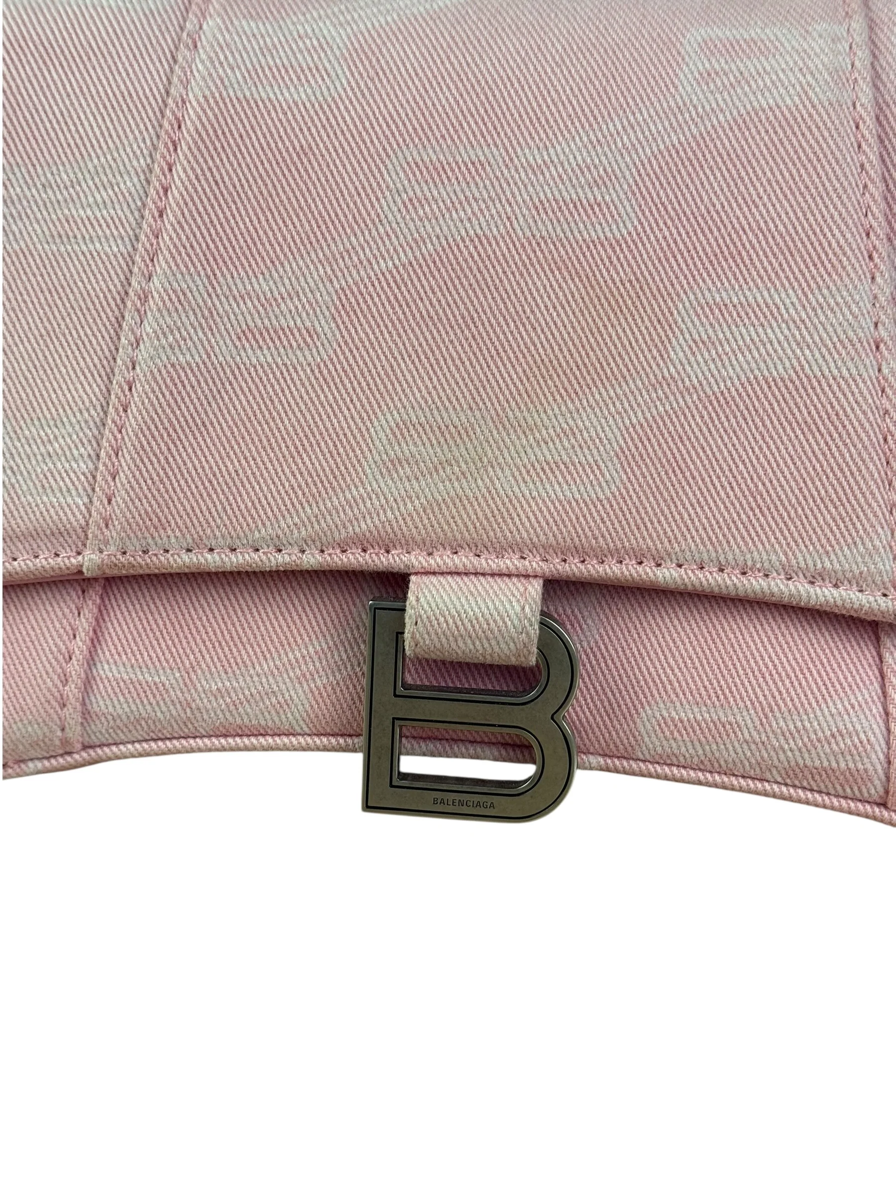 Balenciaga Pink Denim Small Hourglass 2Way Handbag - Image 5