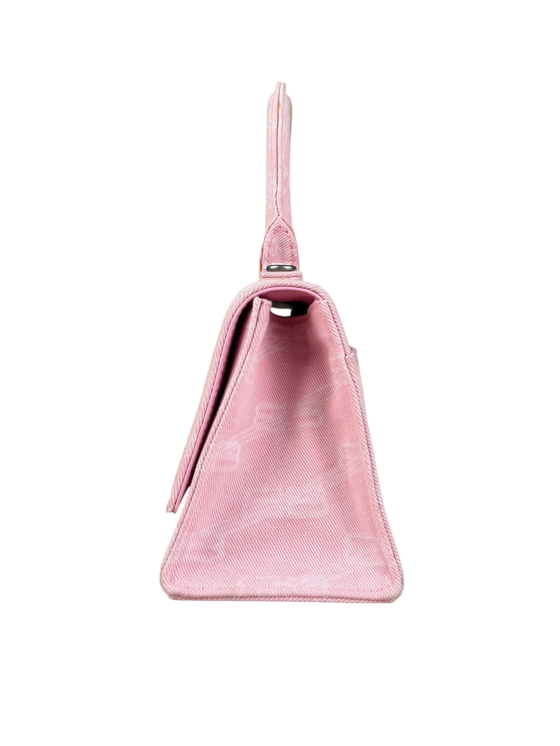 Balenciaga Pink Denim Small Hourglass 2Way Handbag - Image 7