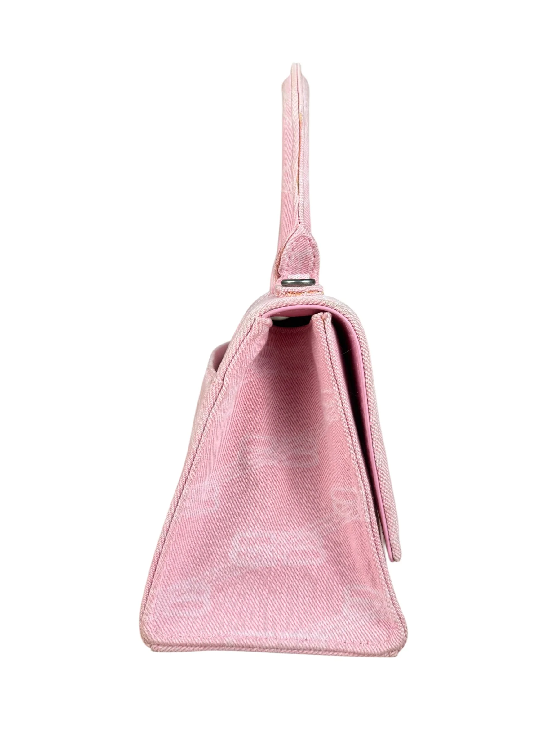 Balenciaga Pink Denim Small Hourglass 2Way Handbag - Image 9