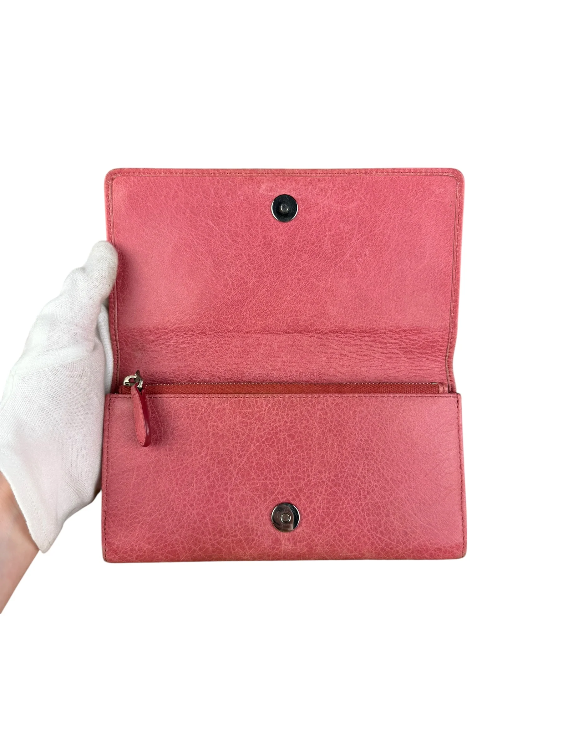 Balenciaga Pink Leather Moto Long Wallet - Image 11