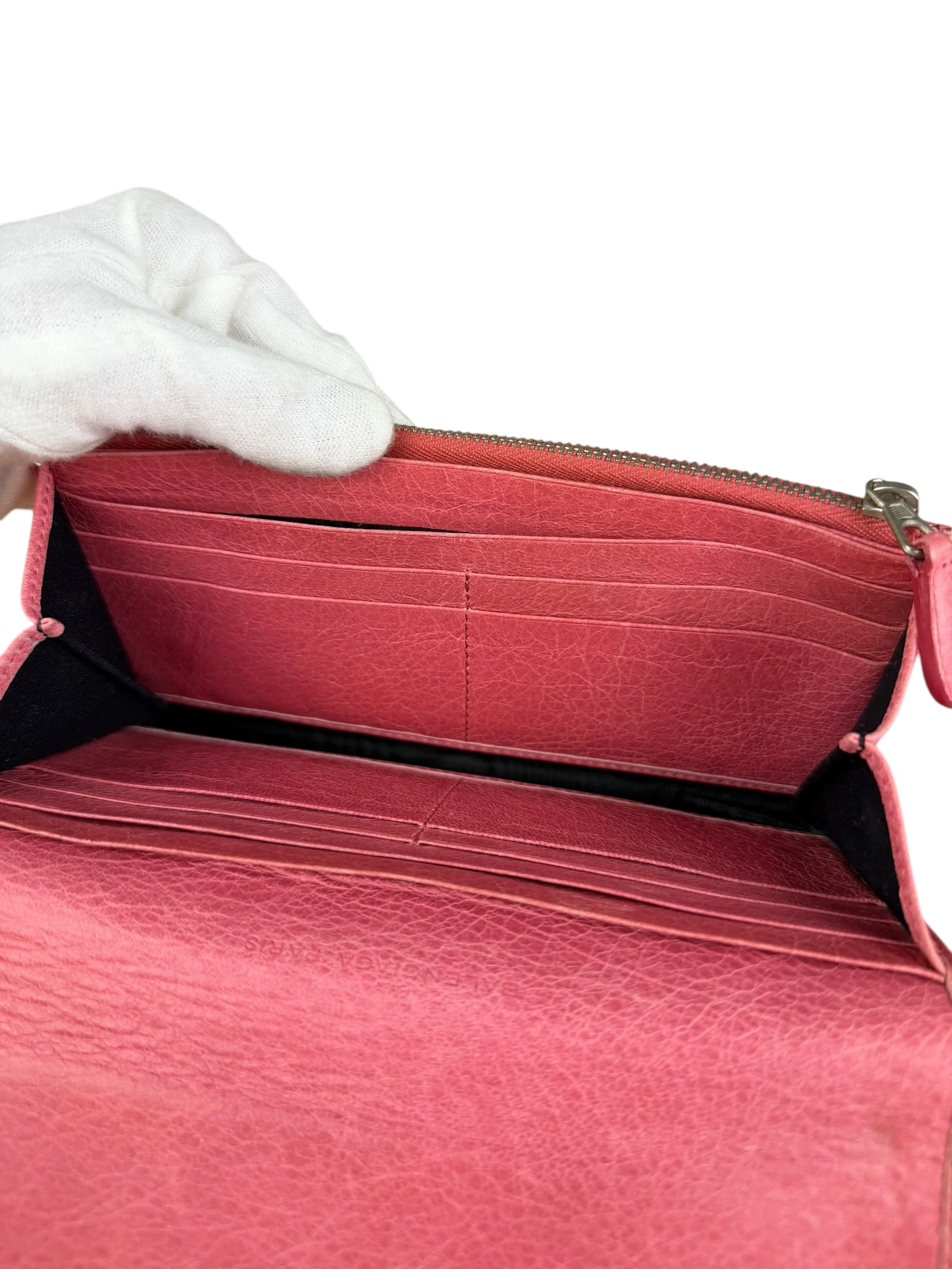 Balenciaga Pink Leather Moto Long Wallet - Image 12