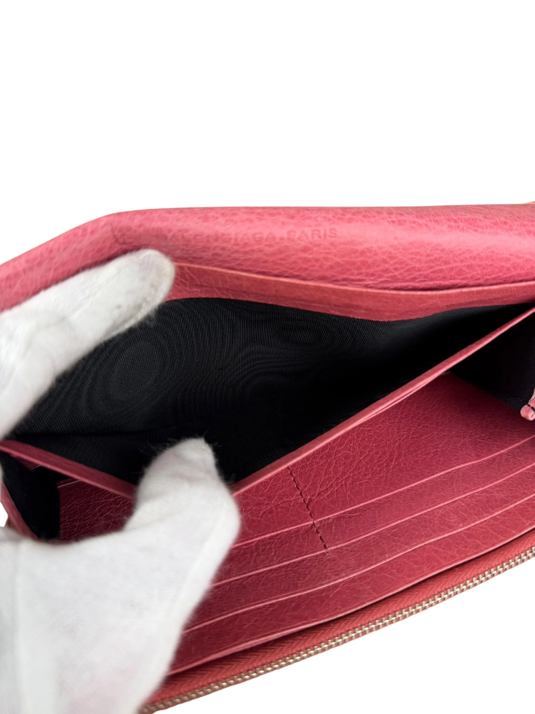 Balenciaga Pink Leather Moto Long Wallet - Image 16