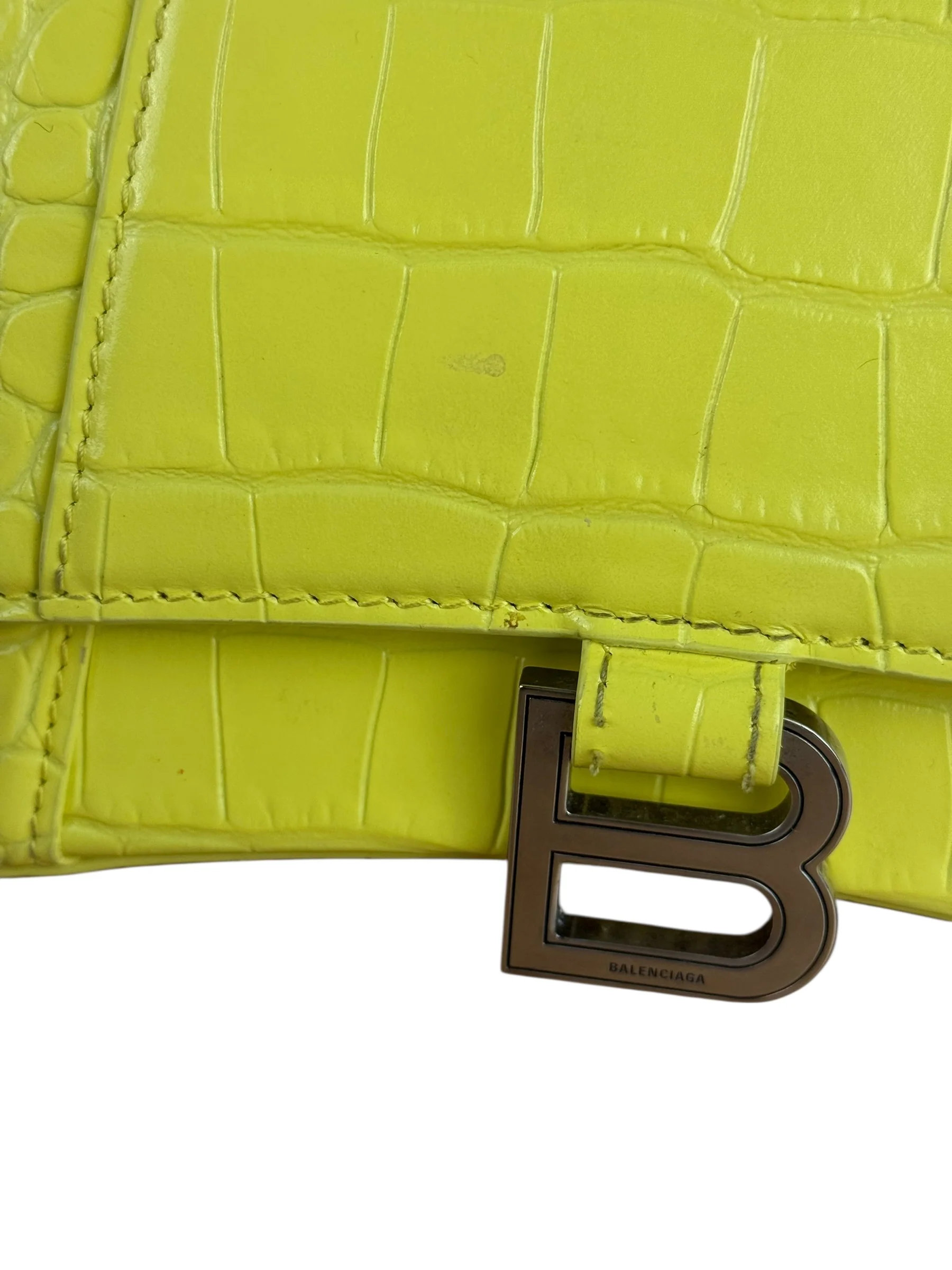 Balenciaga Small Yellow Croc Hourglass 2Way - Image 10