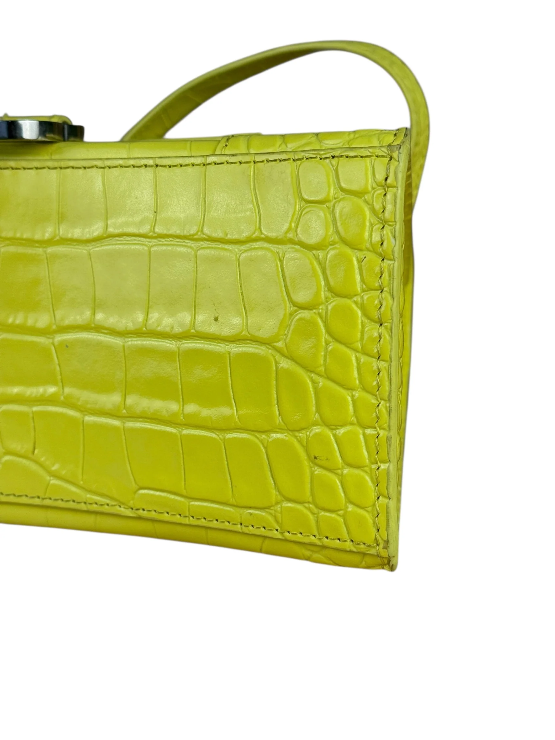 Balenciaga Small Yellow Croc Hourglass 2Way - Image 12