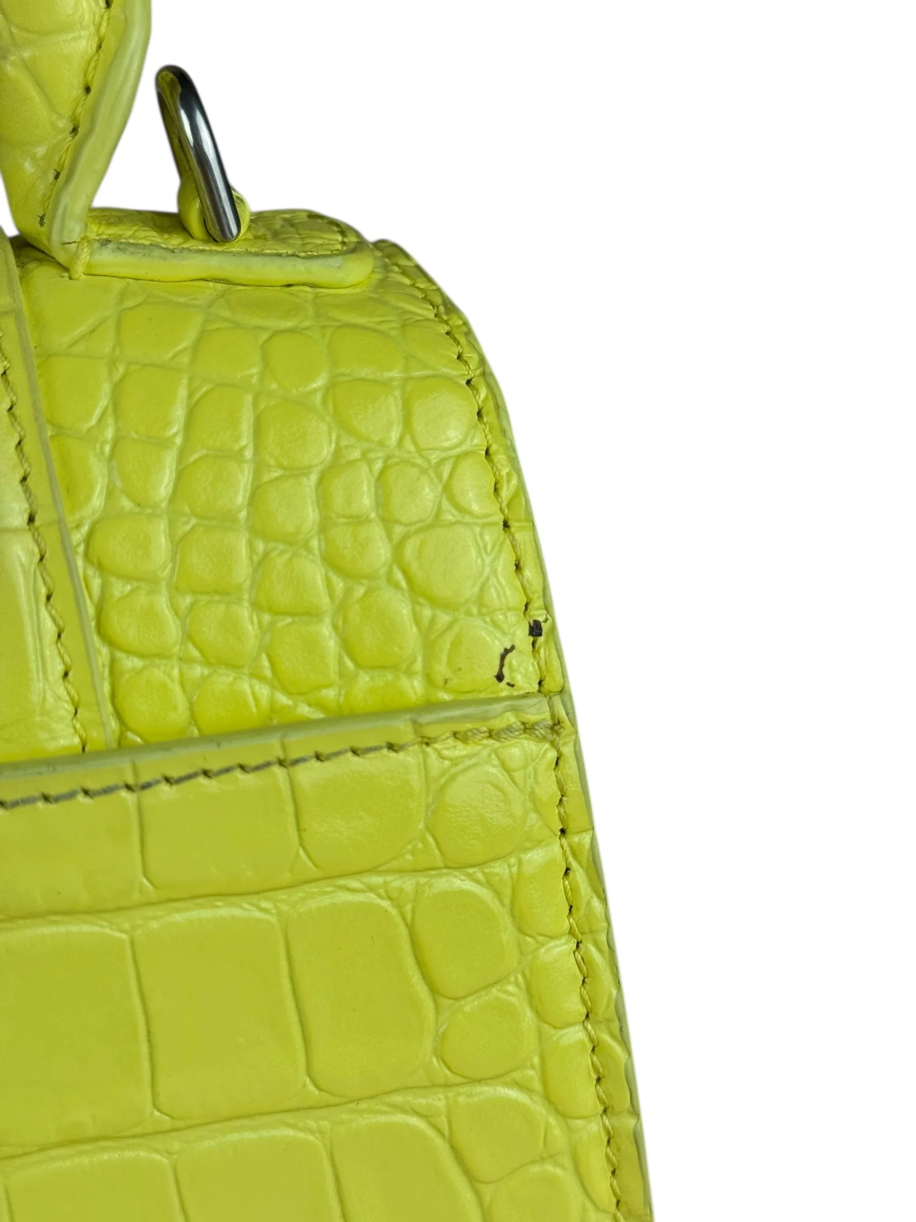 Balenciaga Small Yellow Croc Hourglass 2Way - Image 13
