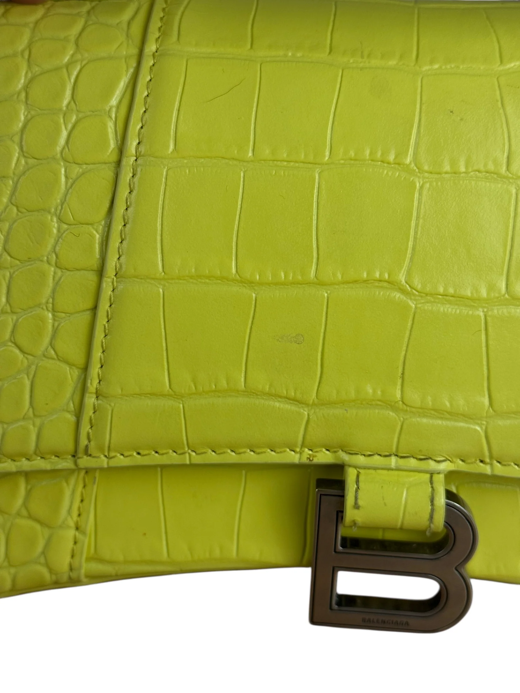 Balenciaga Small Yellow Croc Hourglass 2Way - Image 22