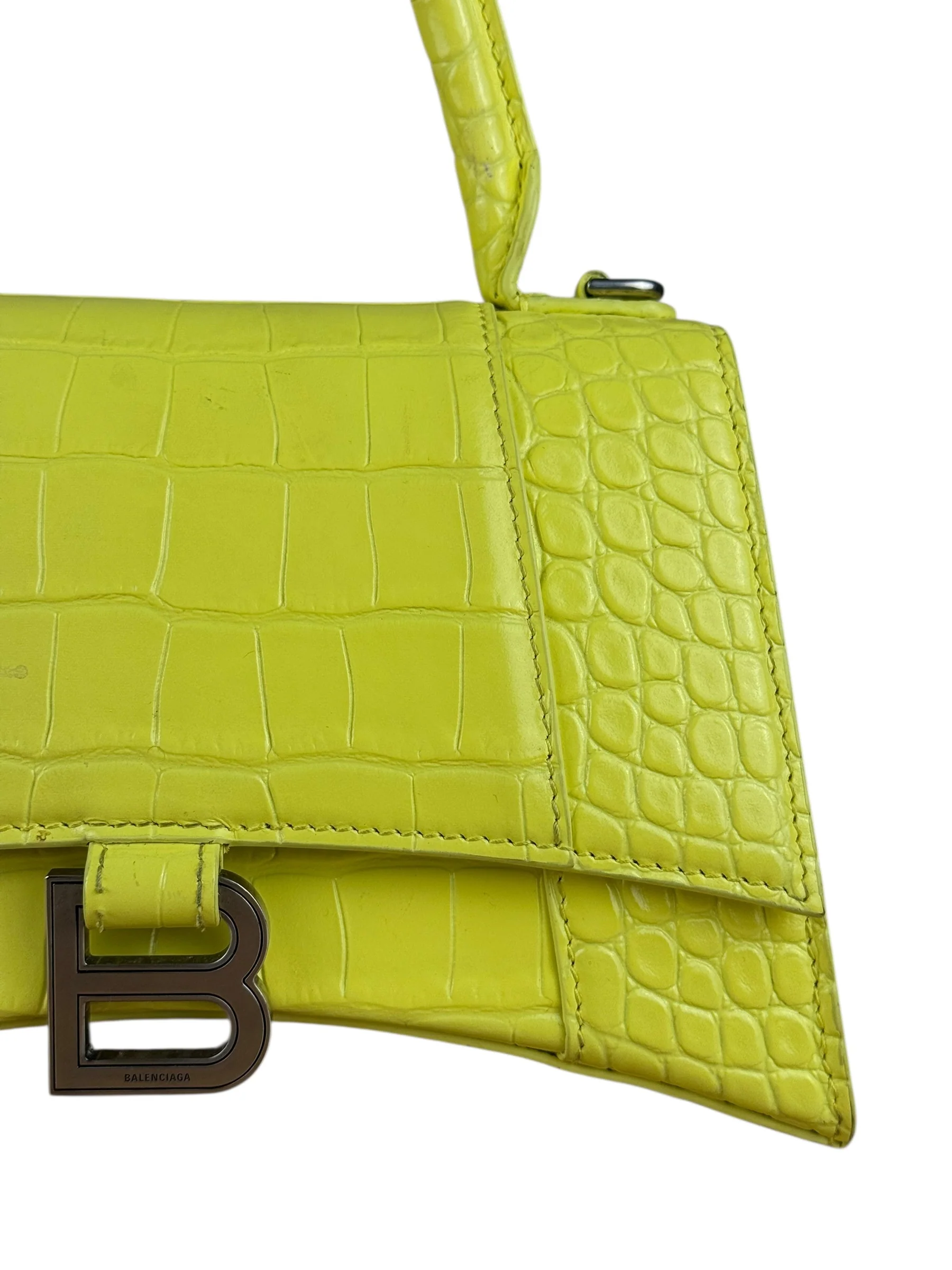 Balenciaga Small Yellow Croc Hourglass 2Way - Image 3
