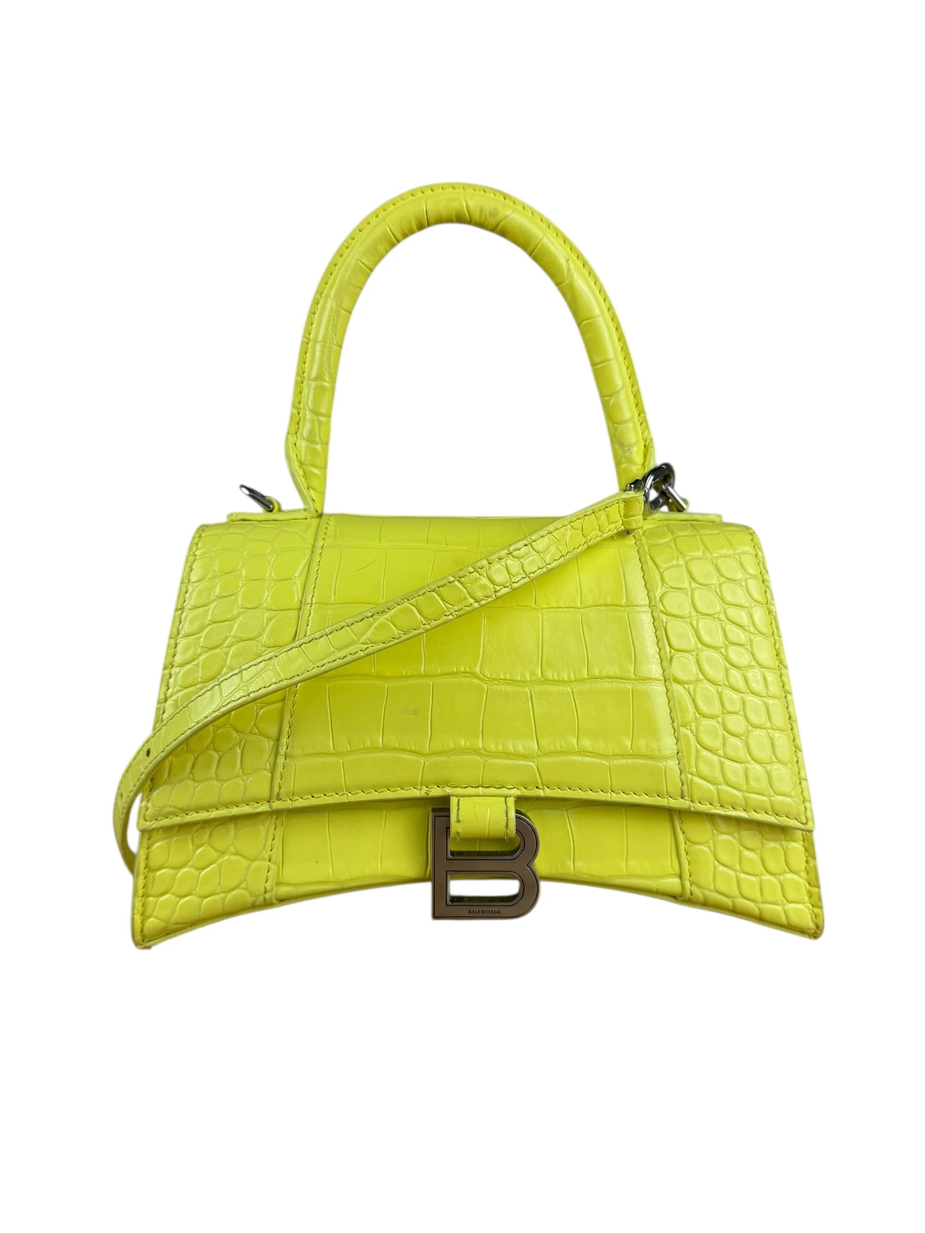 Balenciaga Small Yellow Croc Hourglass 2Way - Image 4