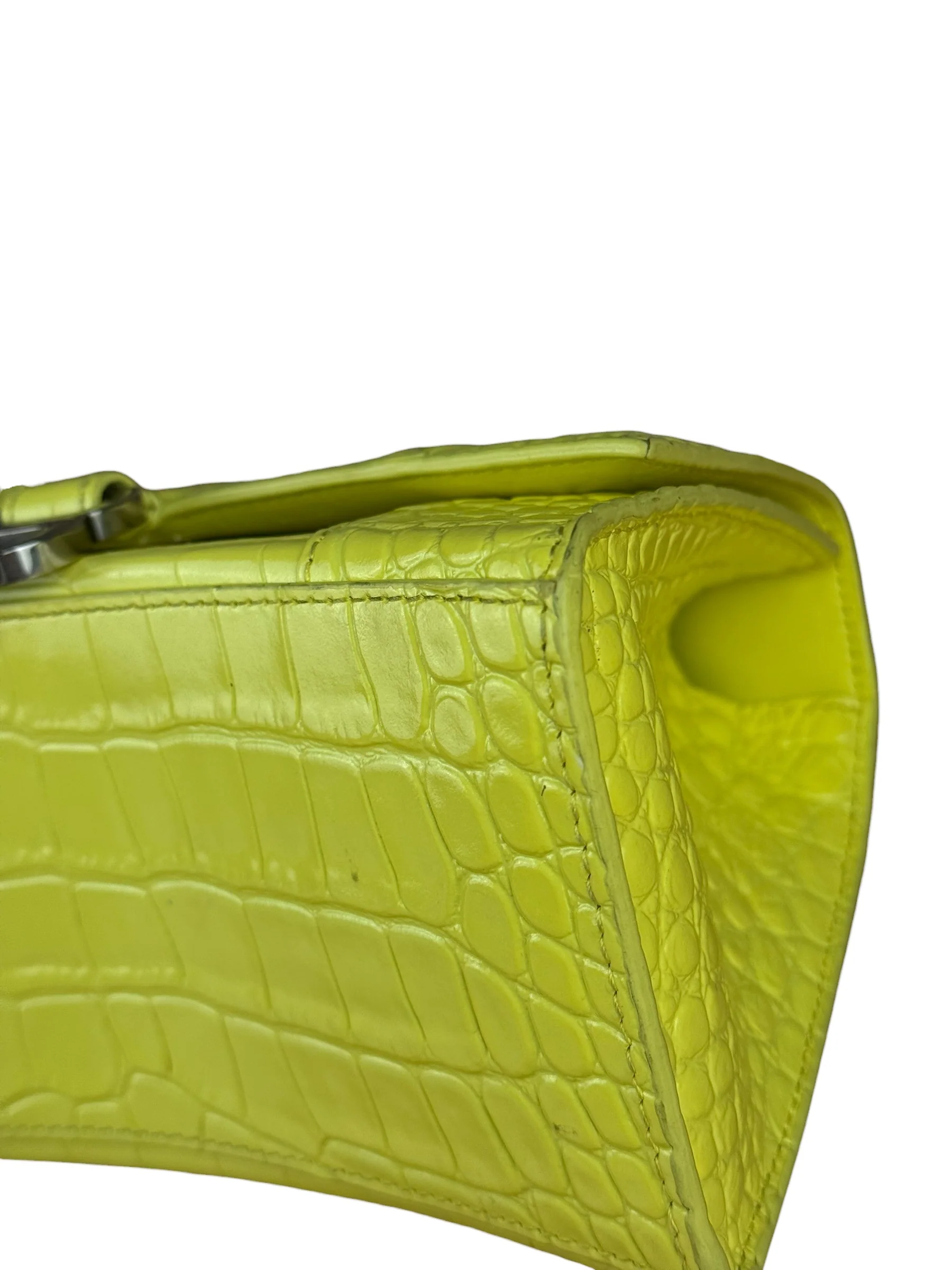 Balenciaga Small Yellow Croc Hourglass 2Way - Image 8