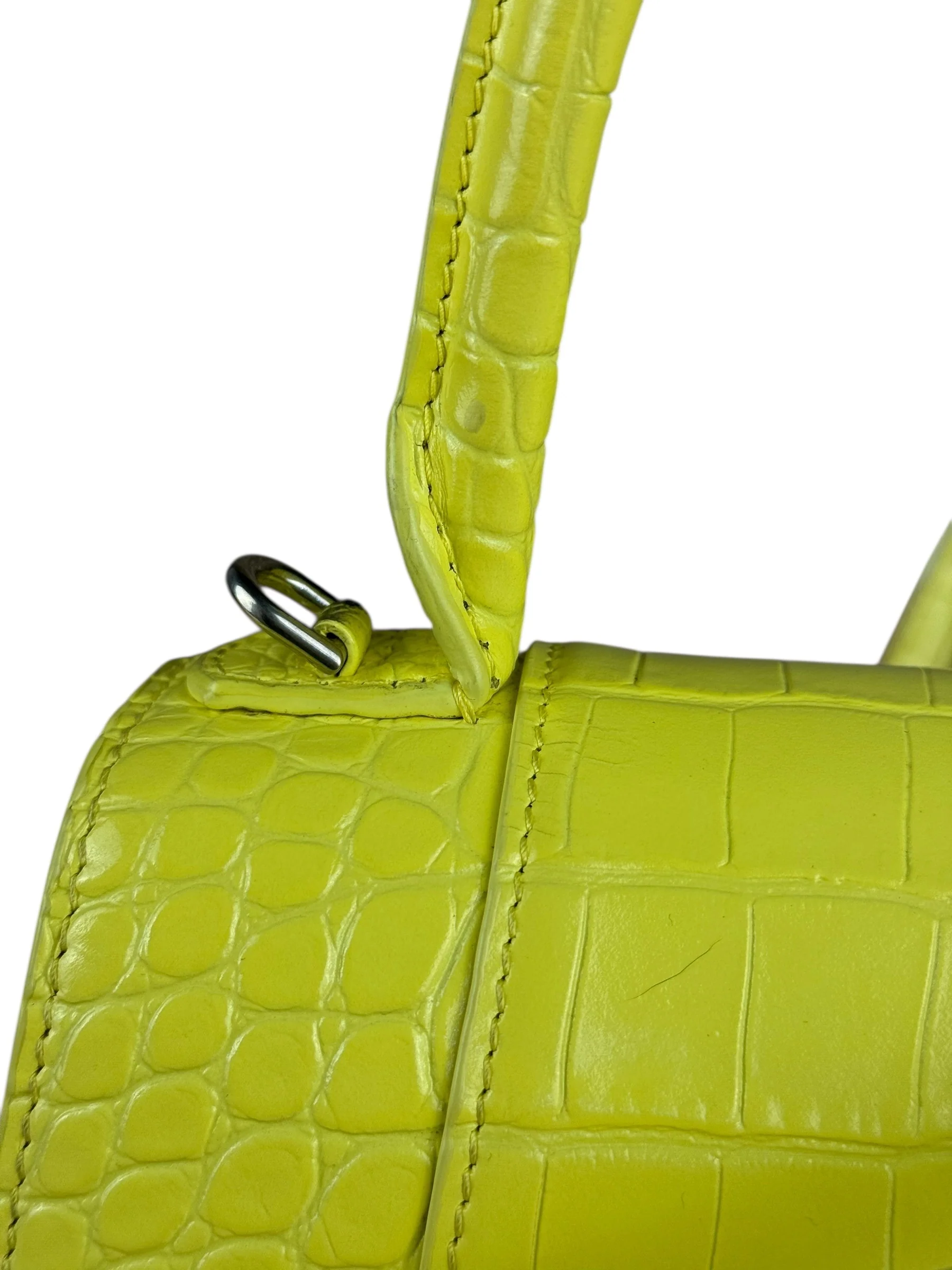 Balenciaga Small Yellow Croc Hourglass 2Way - Image 9