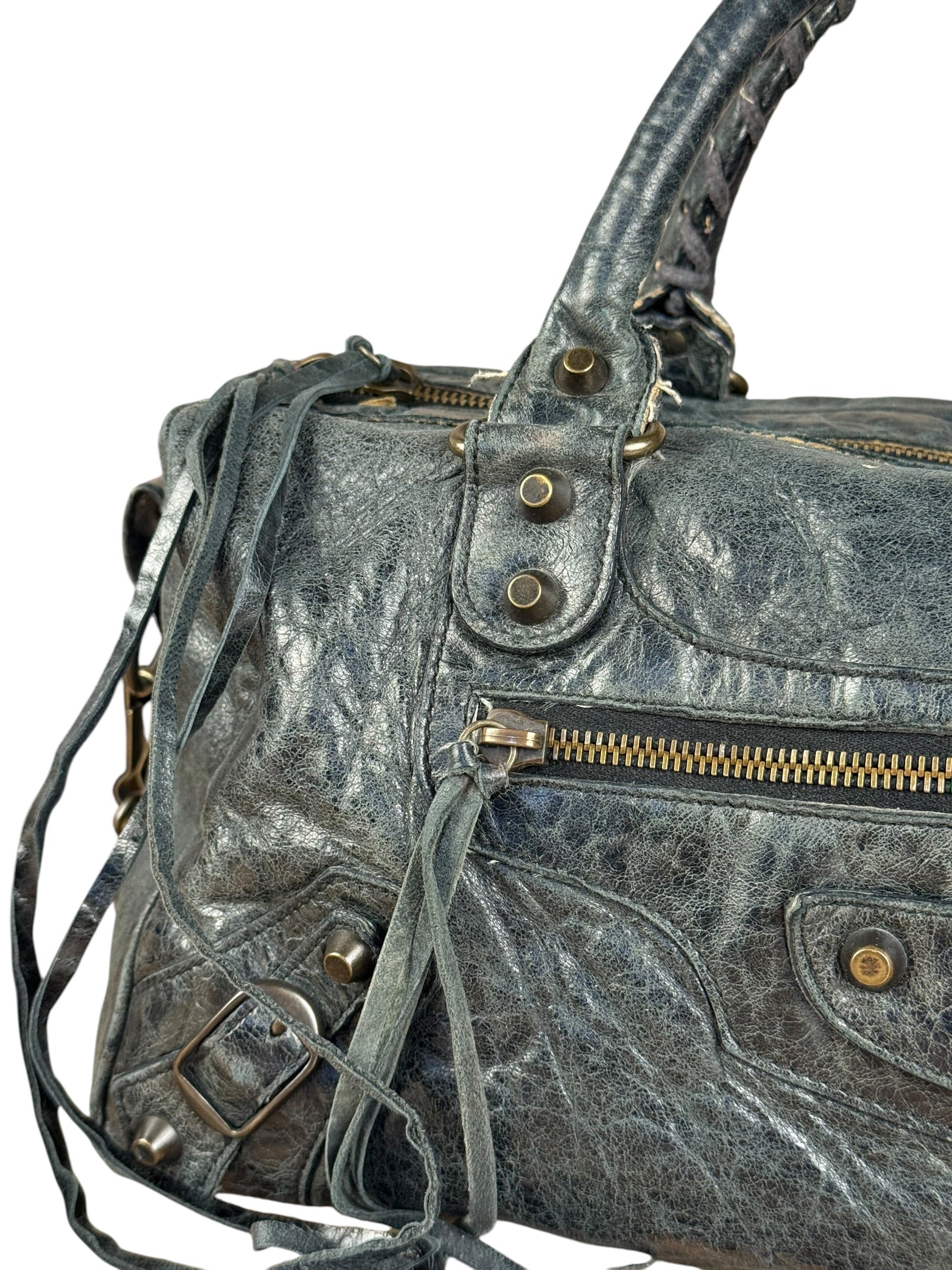 Balenciaga Vintage Dark Blue Leather Classic City Bag - Image 5