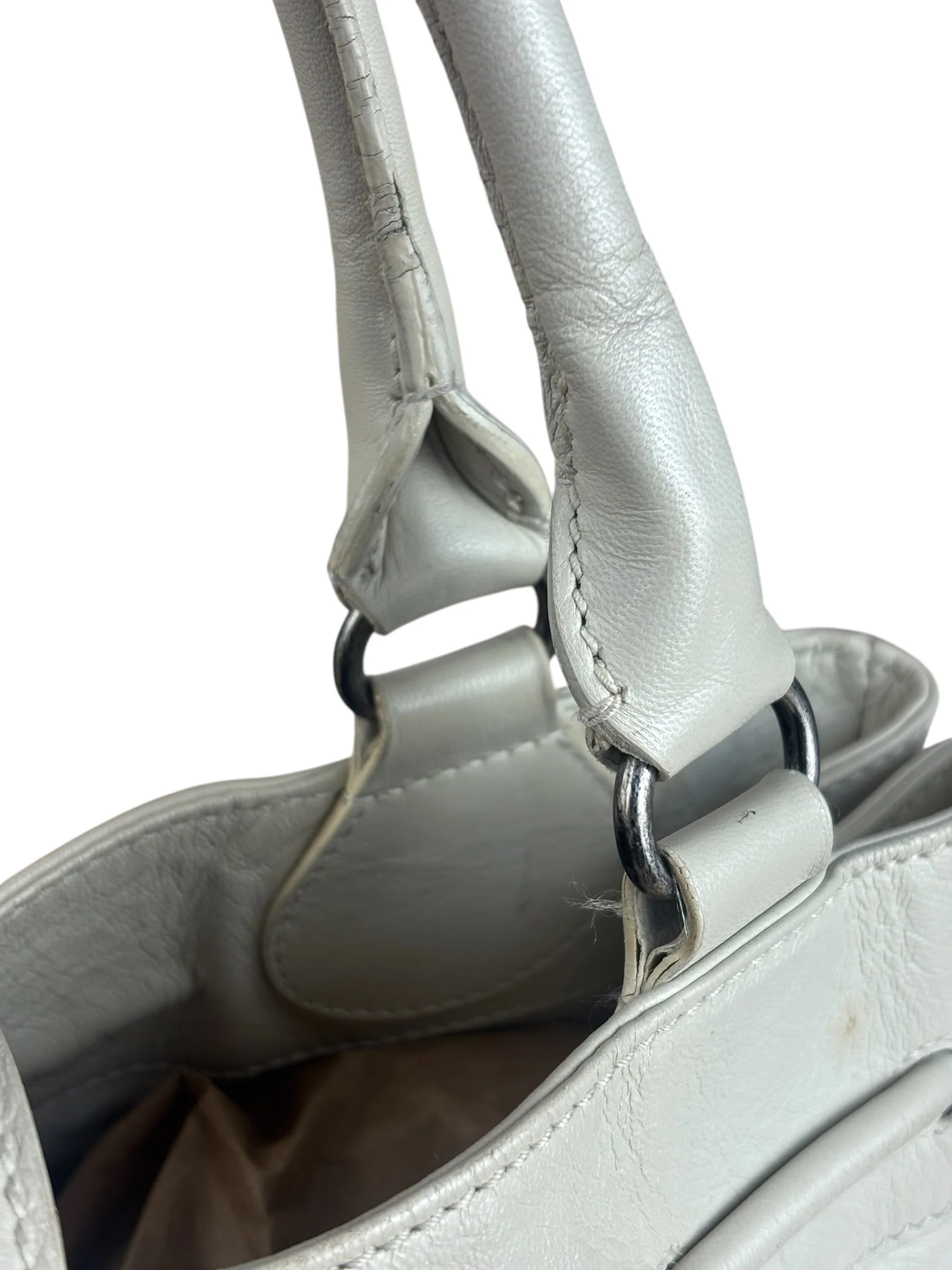 Balenciaga Vintage Ivory Leather Shoulder Tote - Image 15