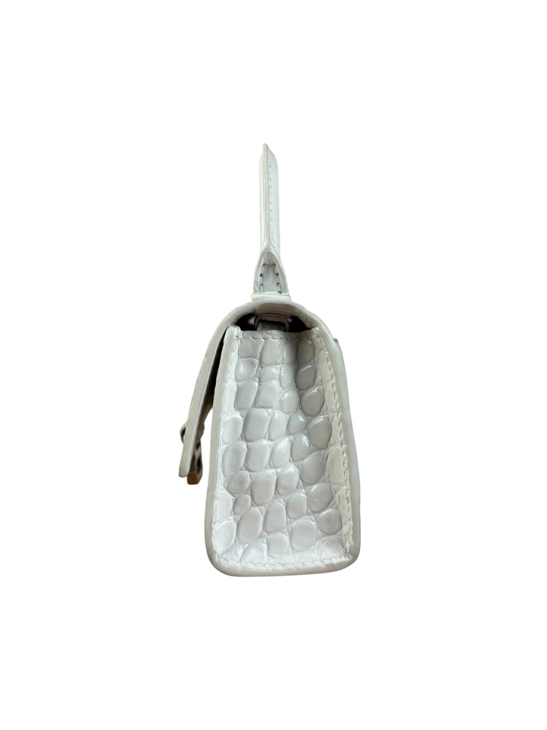Balenciaga White Croc Embossed Nano Hourglass Bag - Image 5