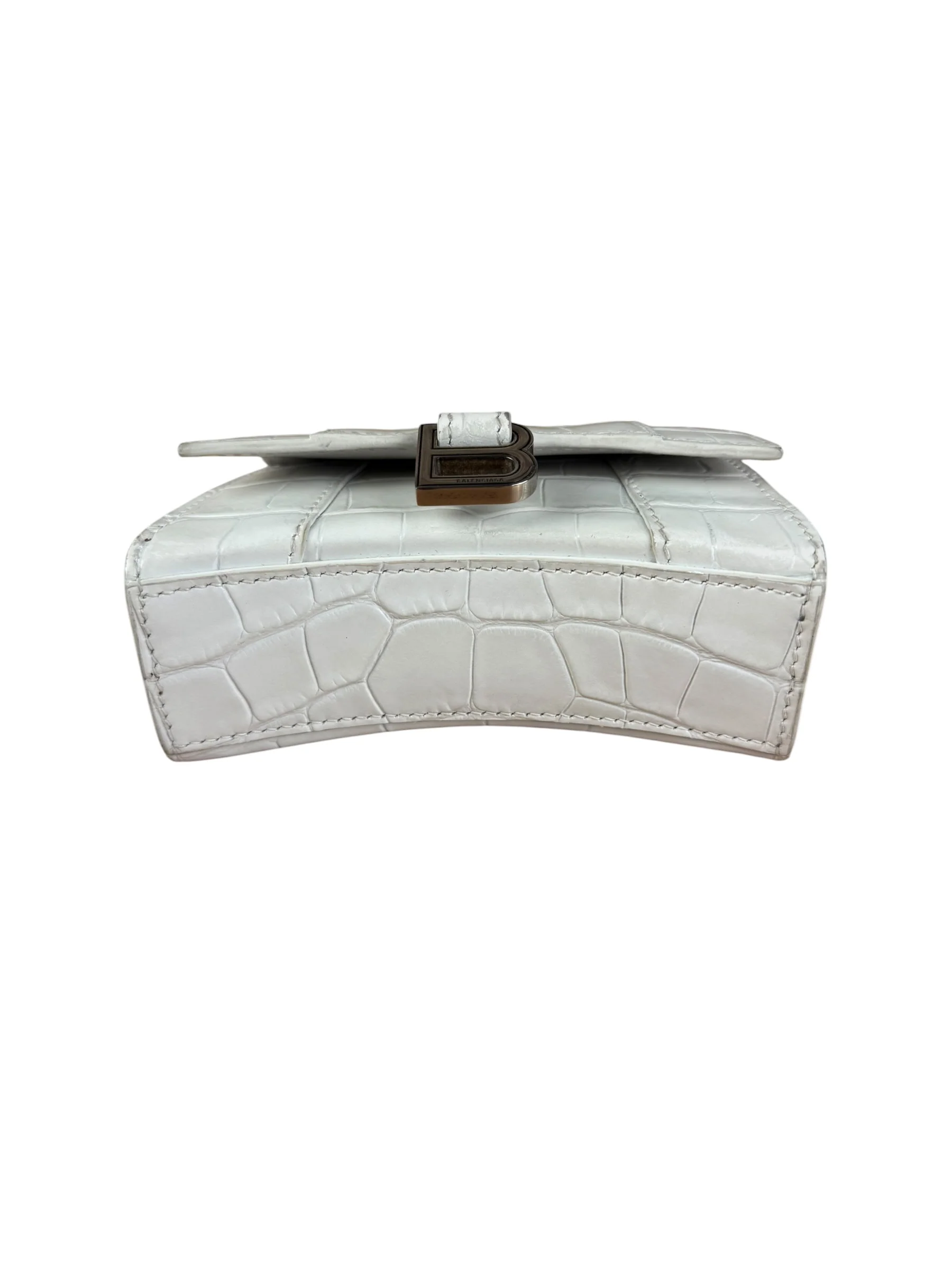 Balenciaga White Croc Embossed Nano Hourglass Bag - Image 8