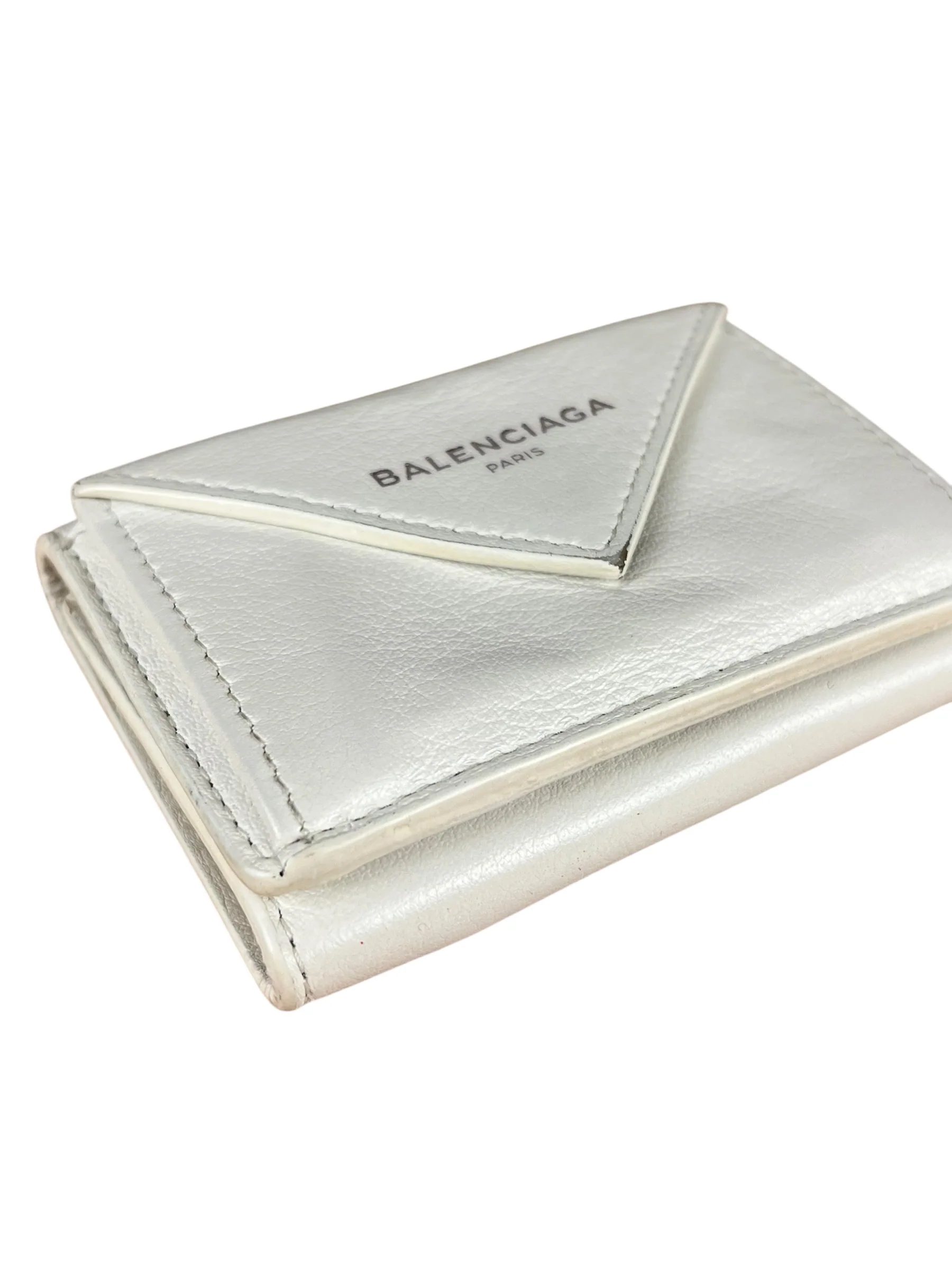 Balenciaga White Leather Papier Compact Wallet - Image 10