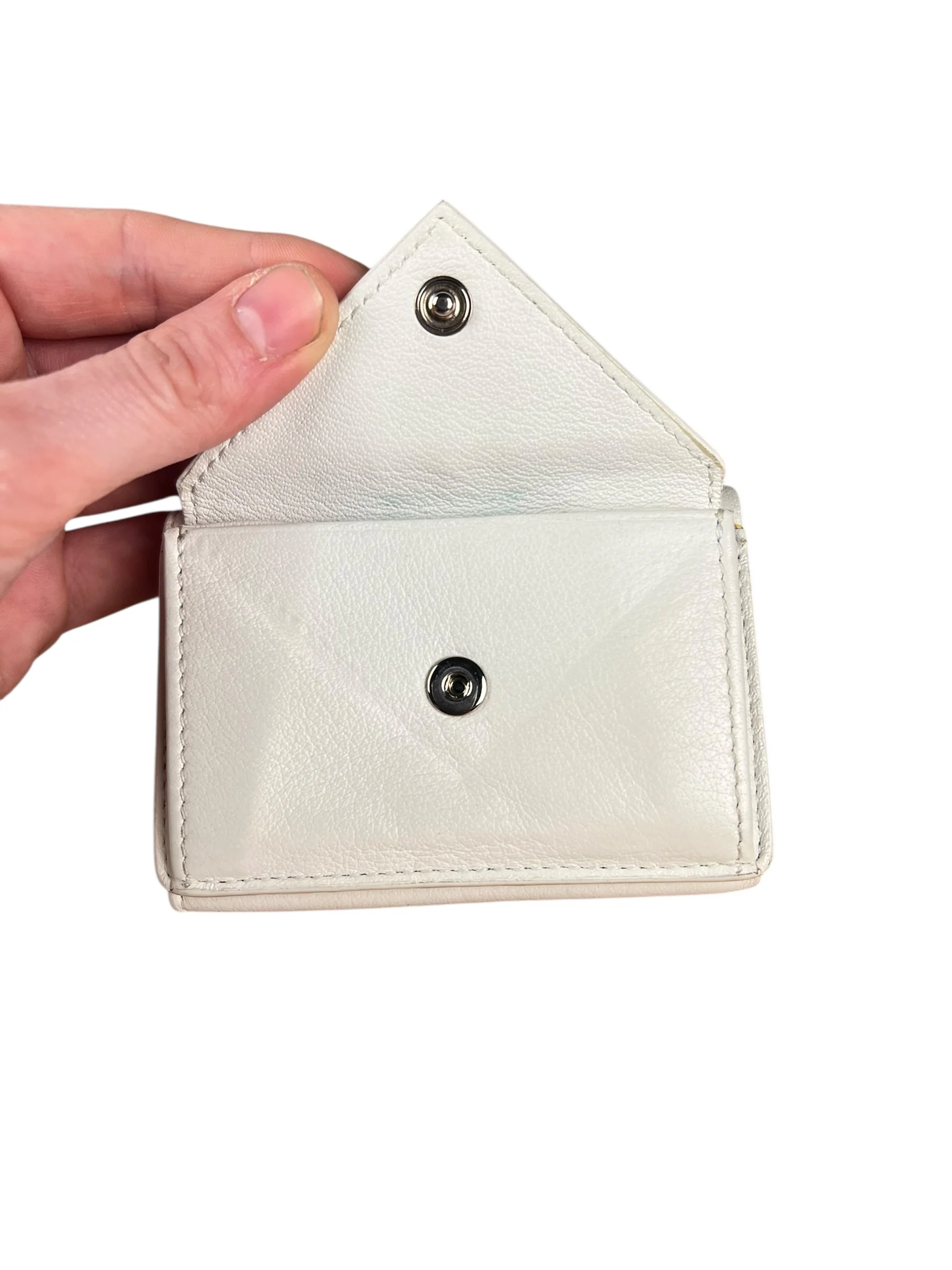 Balenciaga White Leather Papier Compact Wallet - Image 3