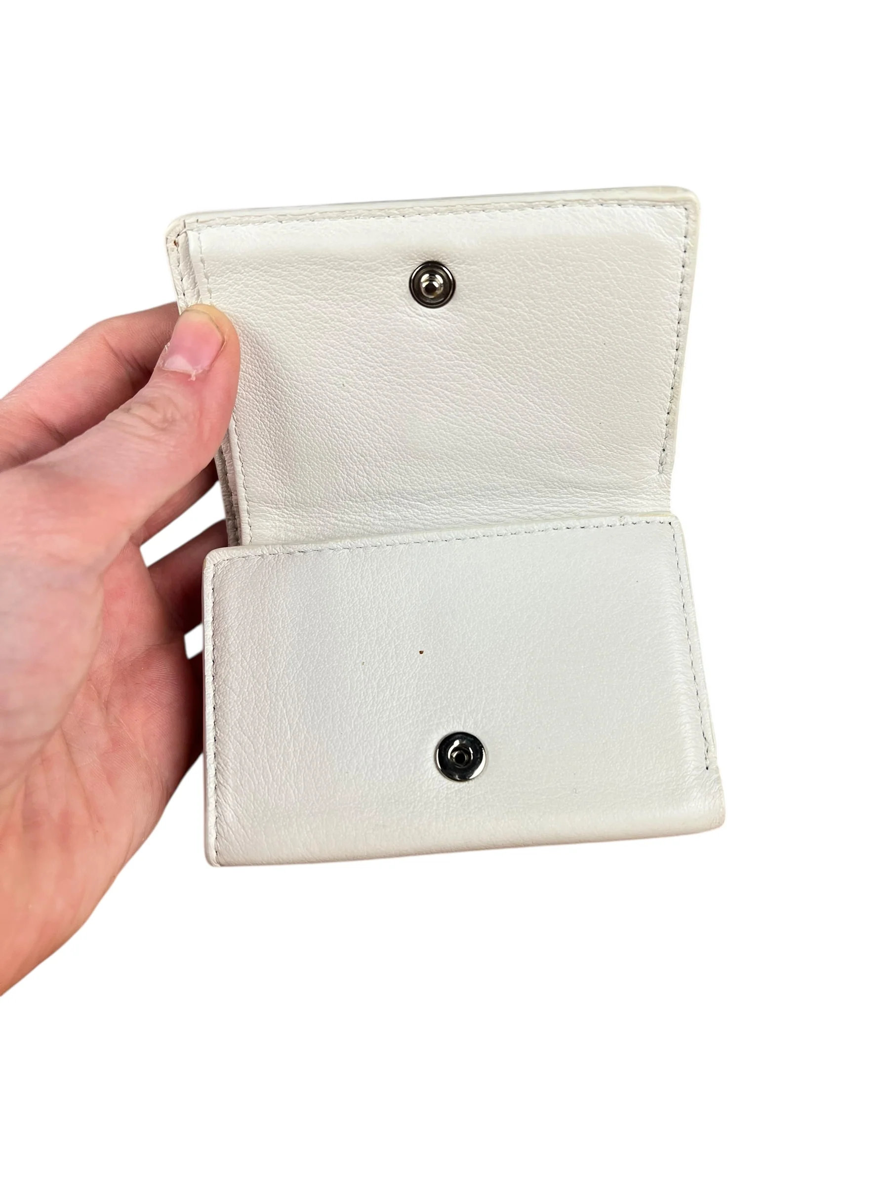 Balenciaga White Leather Papier Compact Wallet - Image 4
