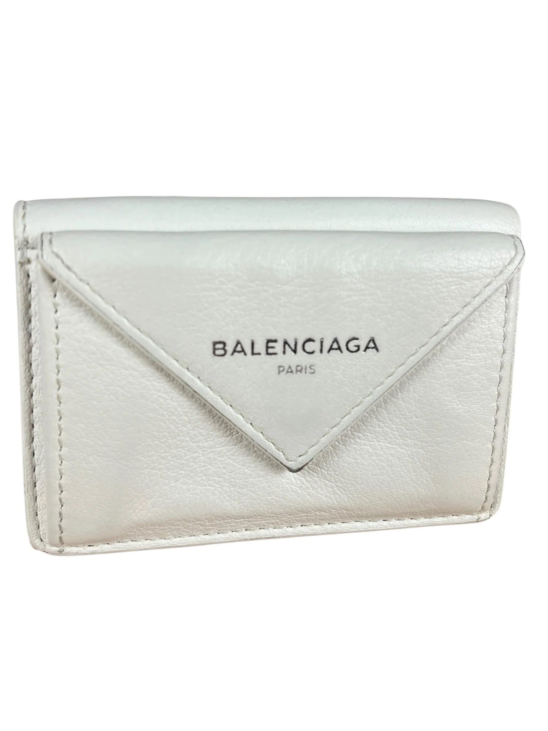 Balenciaga White Leather Papier Compact Wallet - Image 6